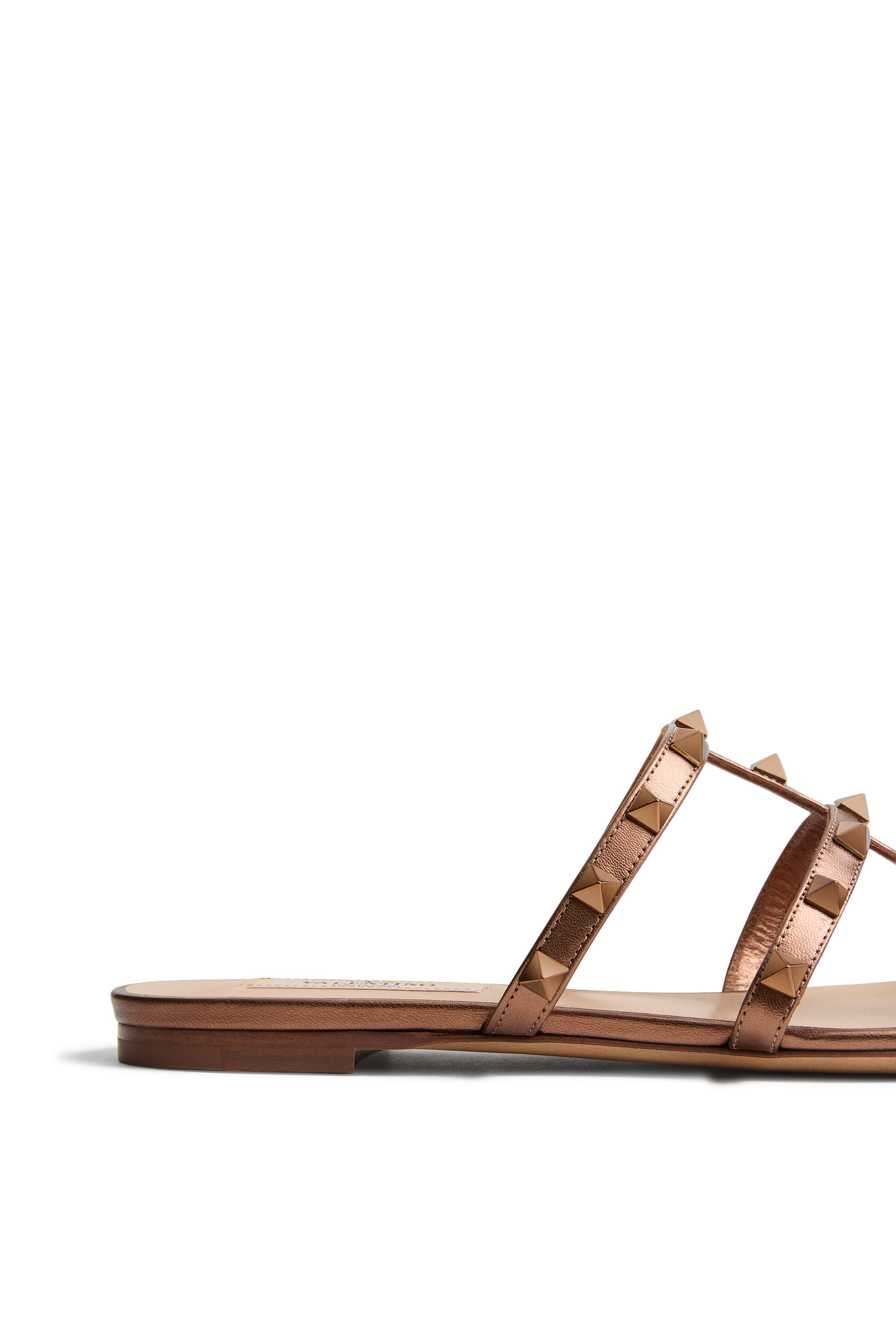 Rockstud Flat Metallic Nappa Slide Sandals
