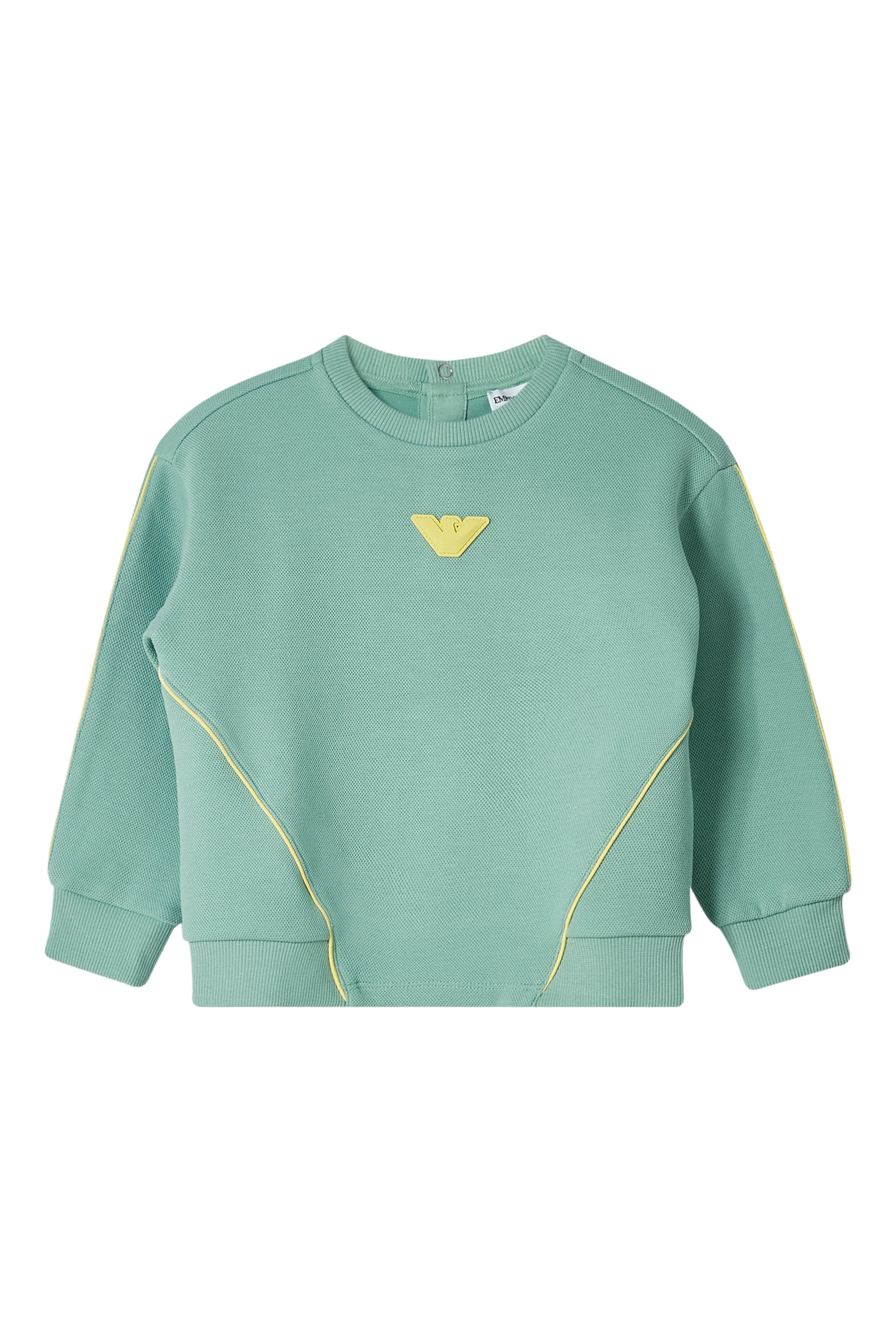 سويت شيرت بتفاصيل بارزة بيكيه وشعار الماركة للأطفال