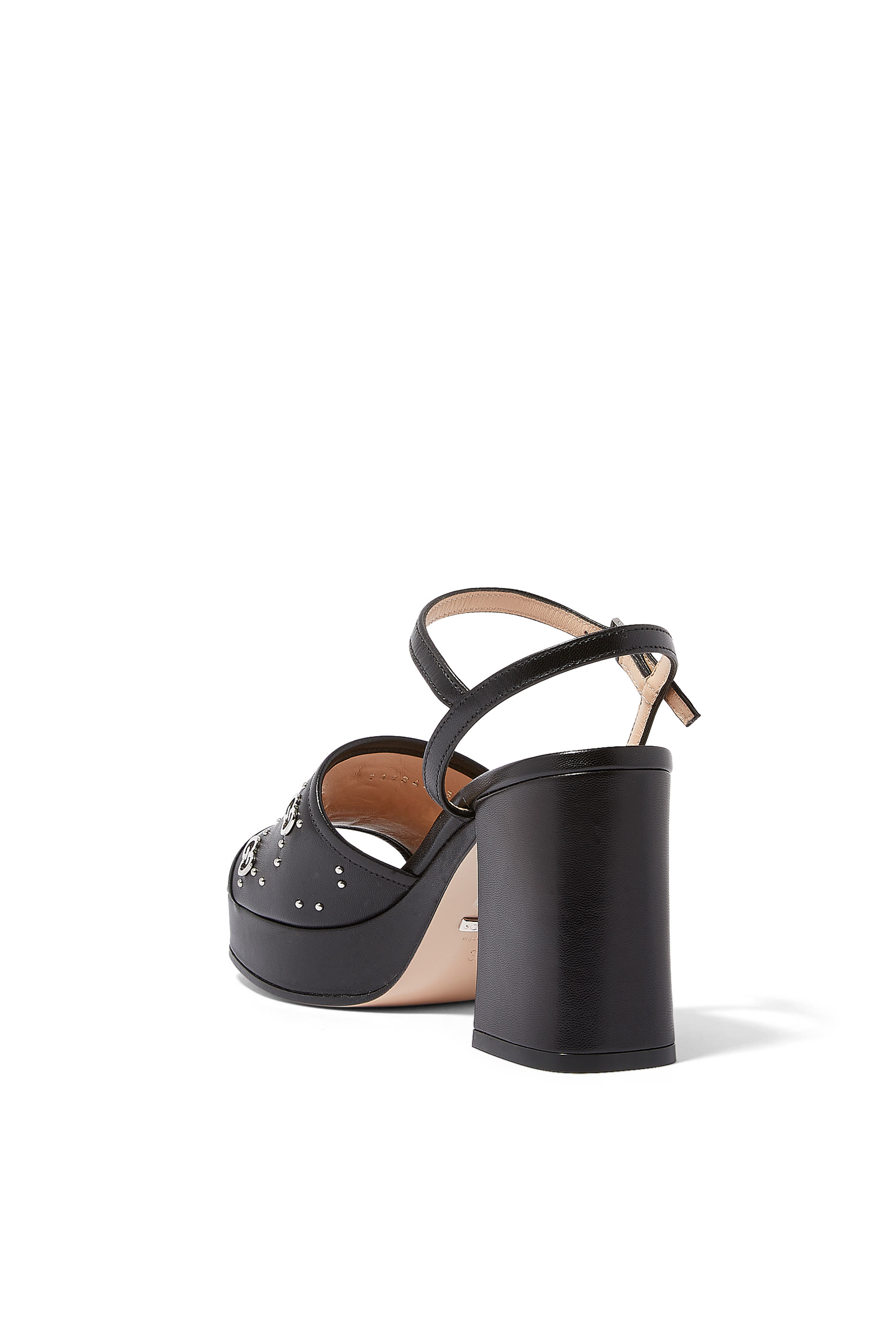 صندل جنايا بنعل سميك وكعب 85 مم وشعار GG