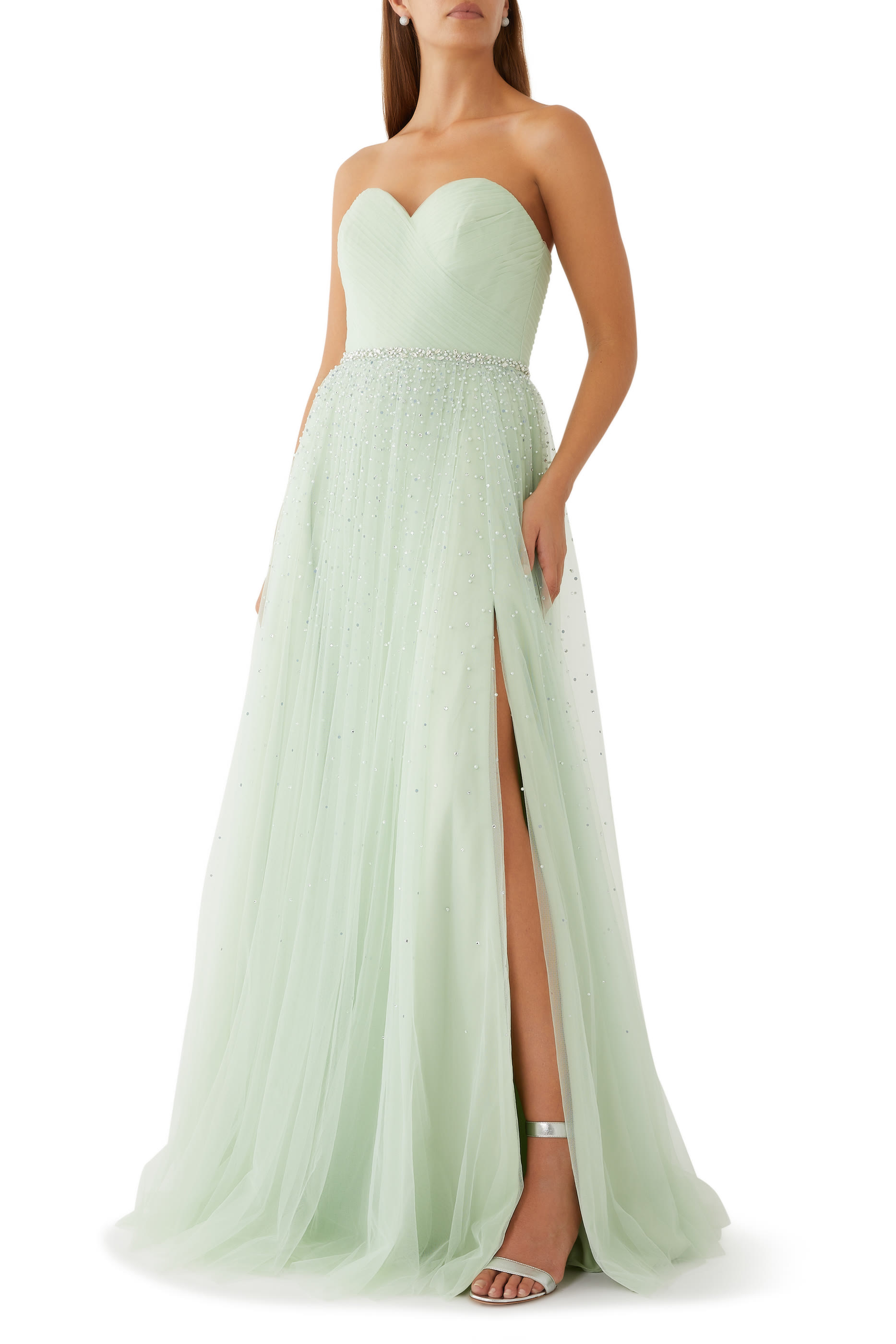 فستان سهرة بكاب قابل للإزالة وخرز