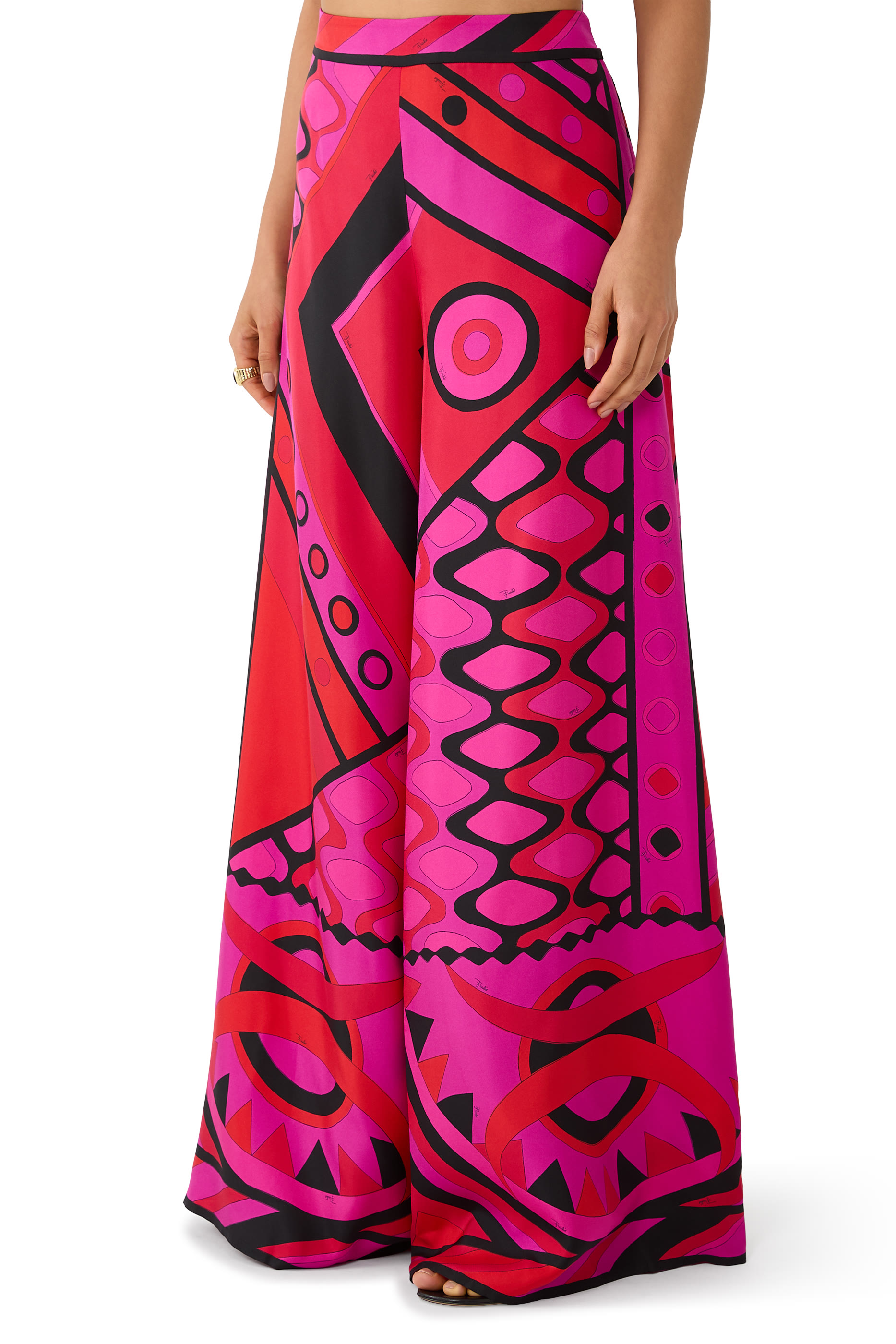 بنطال بقصة ساق واسعة بطبعات