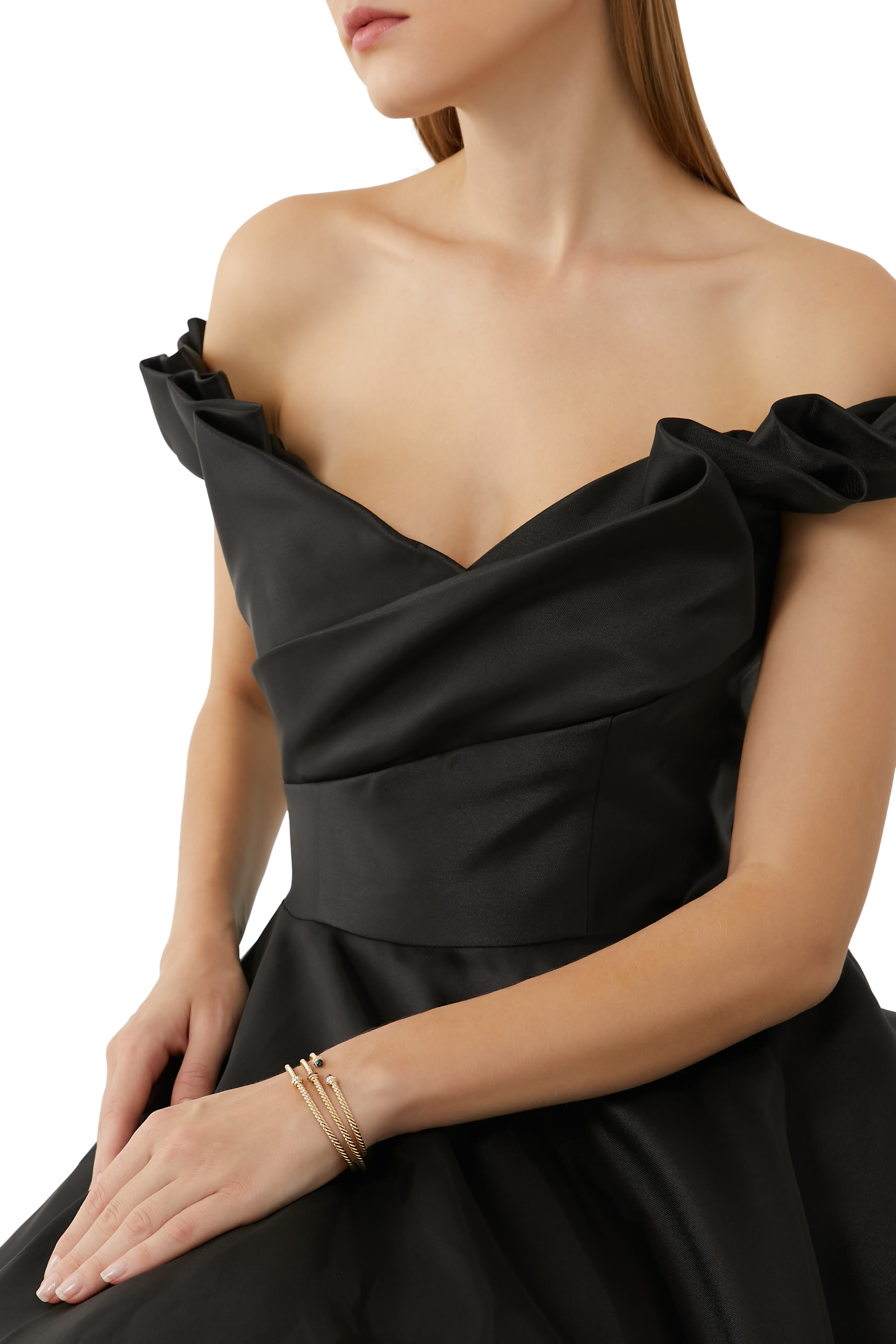 سوار كابل كلاسيك مرصع بالياقوت في المنتصف ذهب أصفر عيار 18