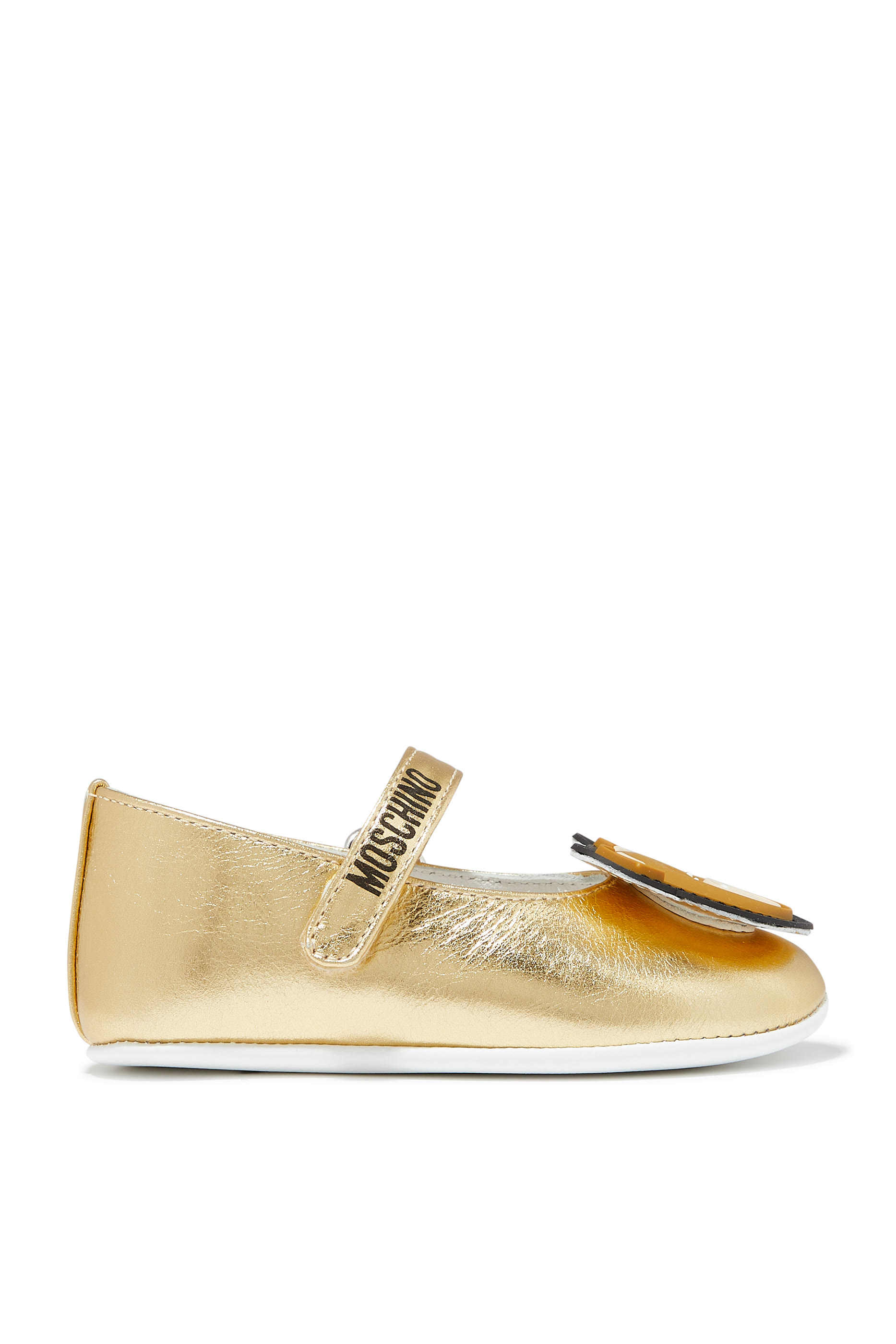 حذاء باليرينا برقعة الدب تيدي جلد للأطفال