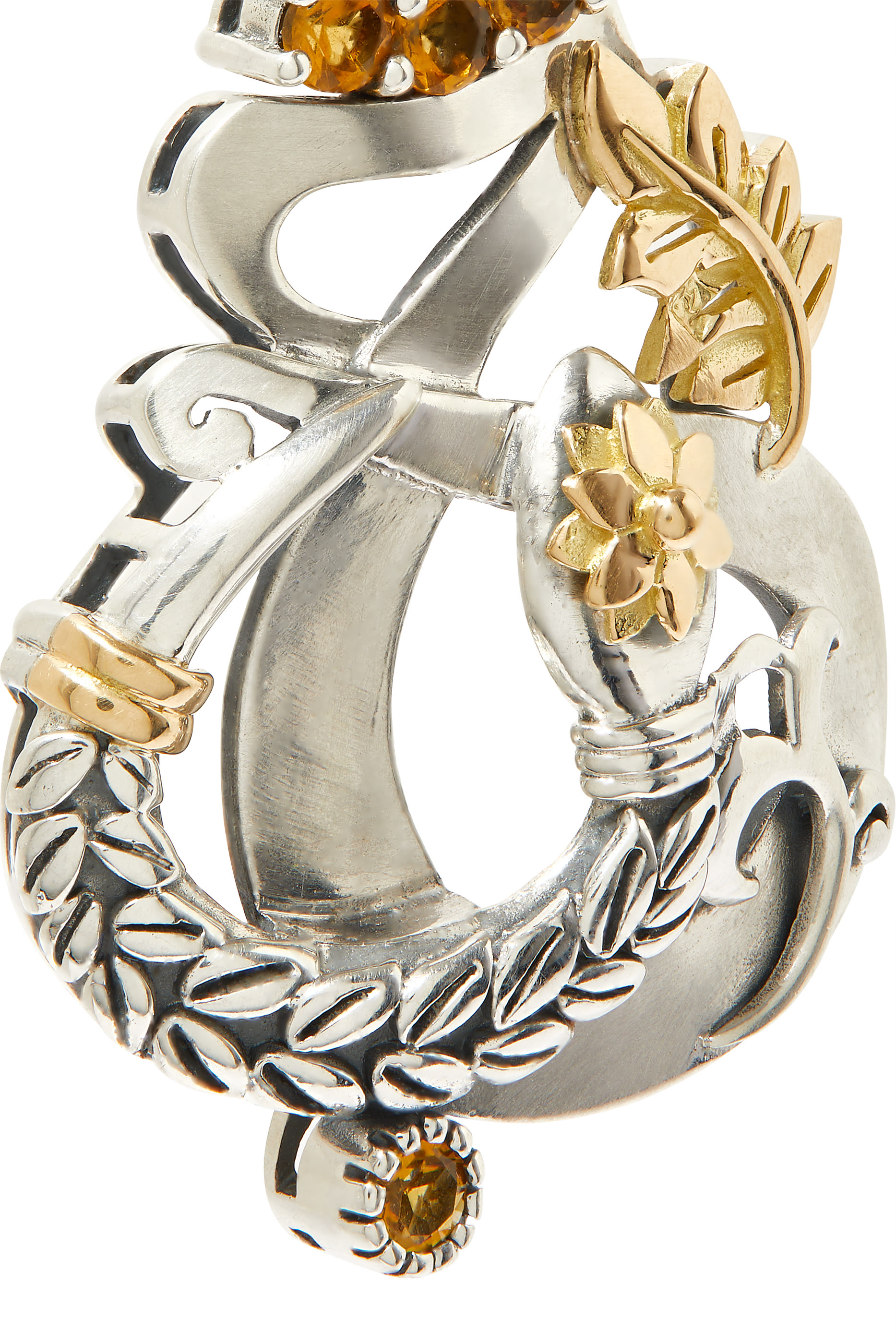 قرط منفرد لوف اند ريبيرث مرصعة بالسترين، فضة إسترلينية وذهب أصفر عيار 18