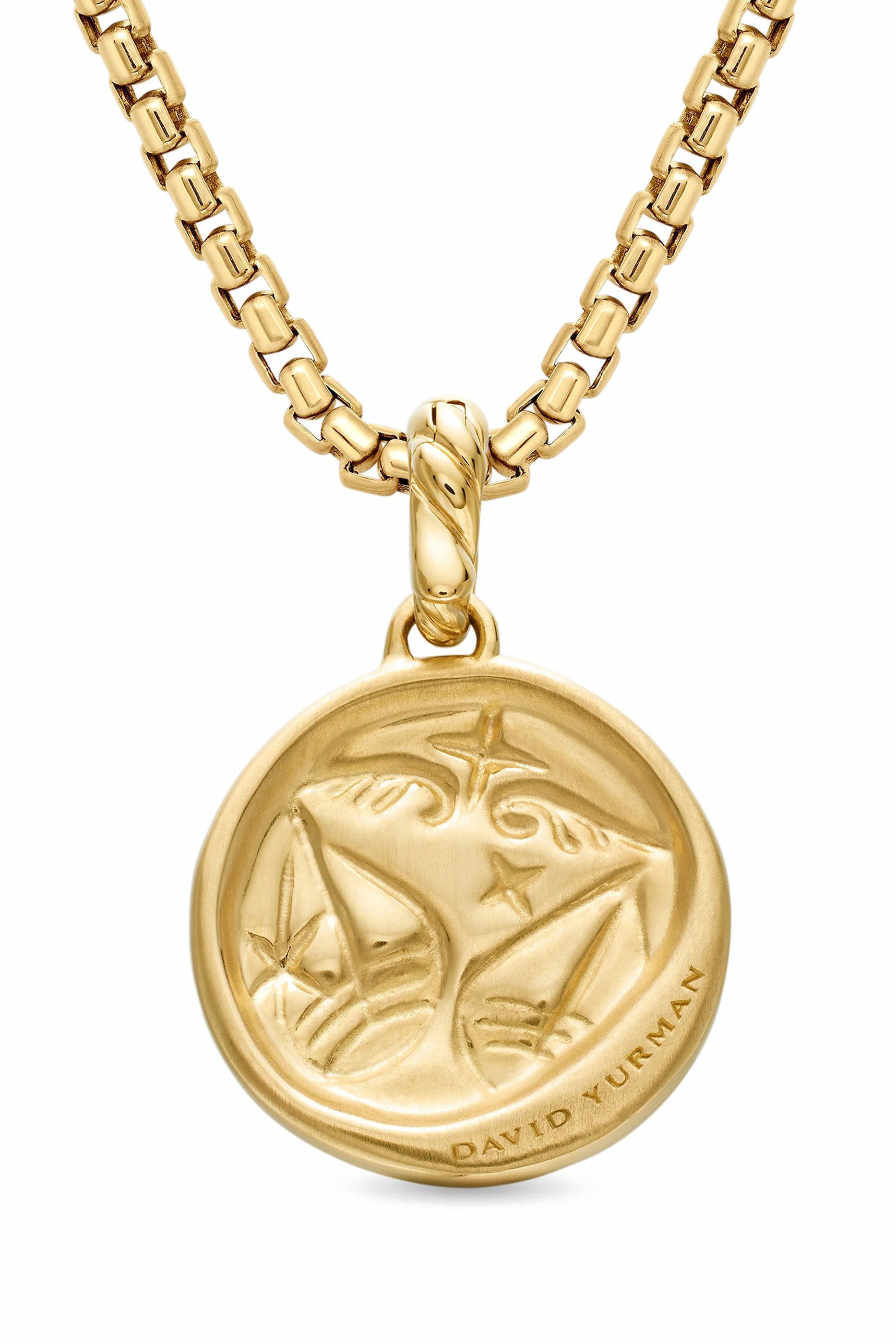 دلاية بتصميم شعار برج الميزان مرصعة بالماس ذهب أصفر عيار 18