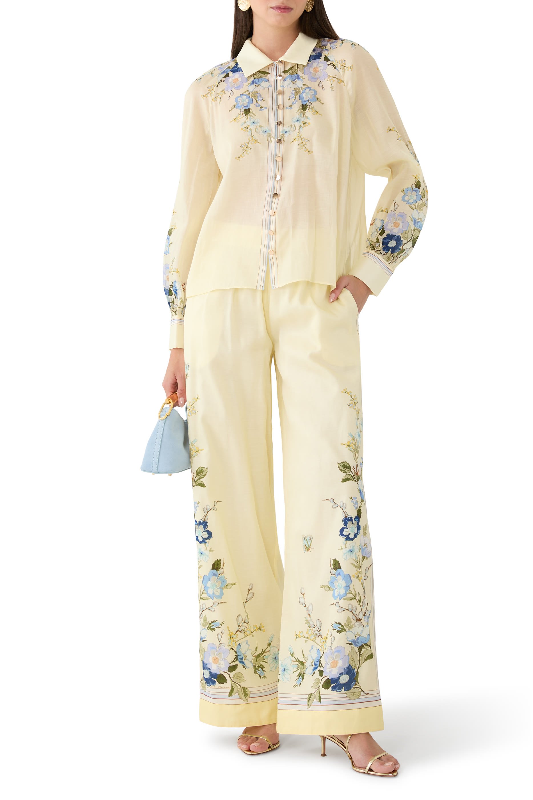 بلوزة بنقشة زهور أورجانزا