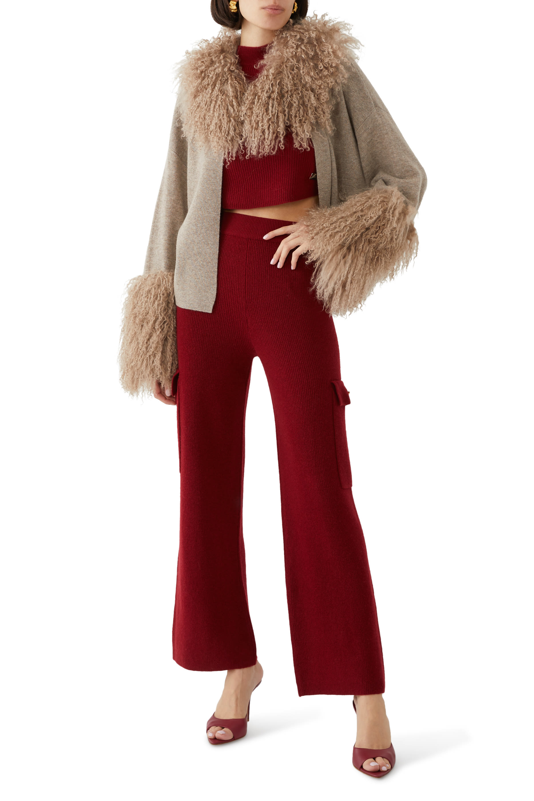 بلوزة قصيرة برباط حول العنق نسيج مضلع