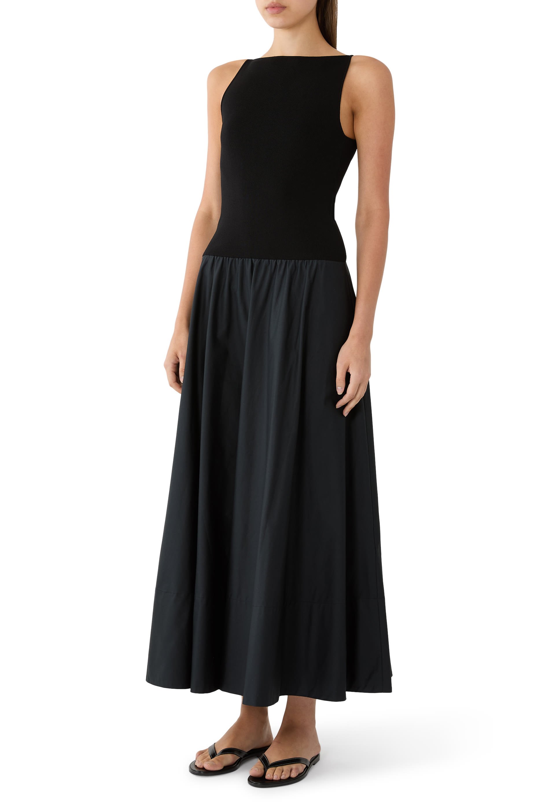 فستان بحافة مستديرة حرير شفاف