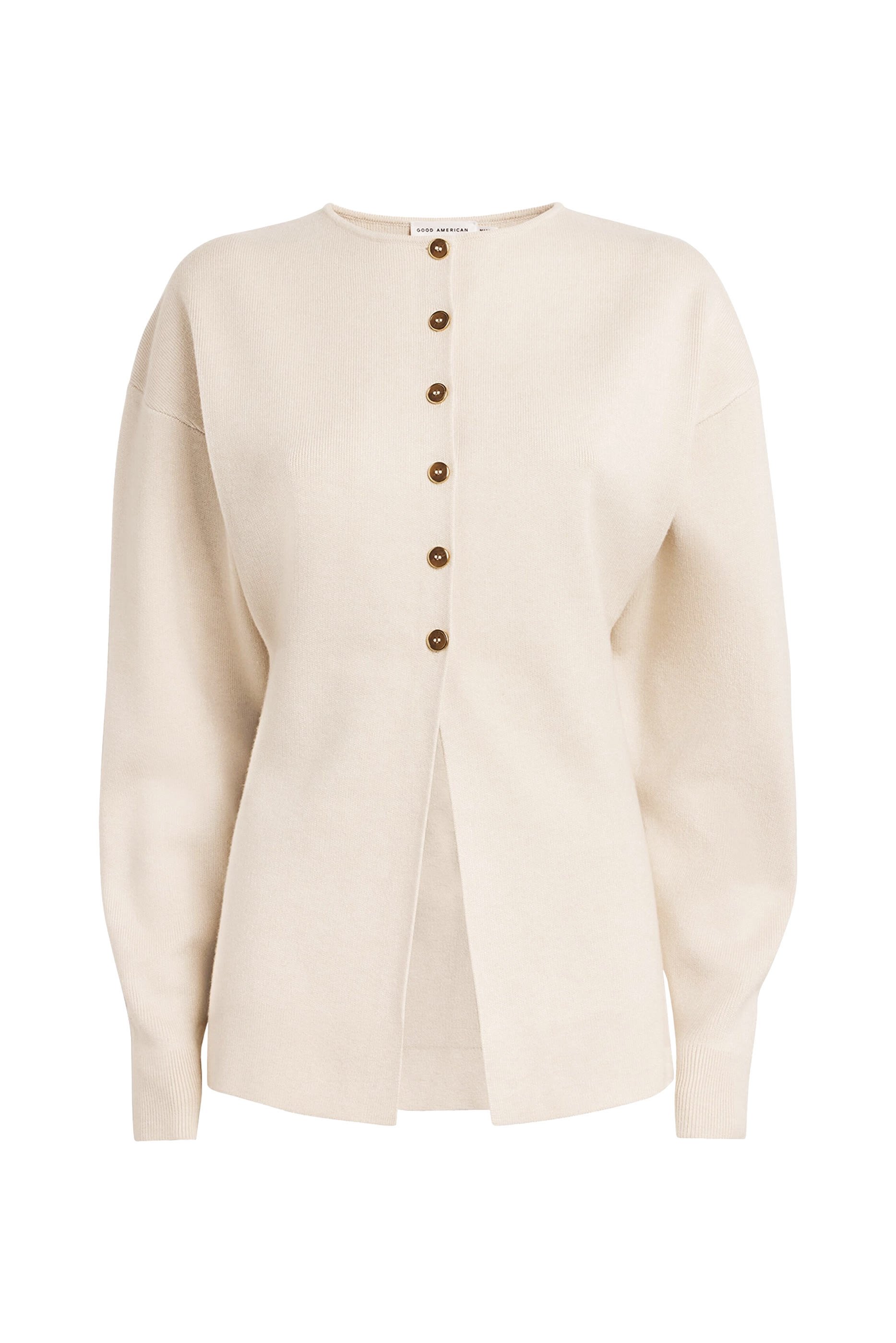 كنزةة بنمط كارديجان بأكمام منفوخة