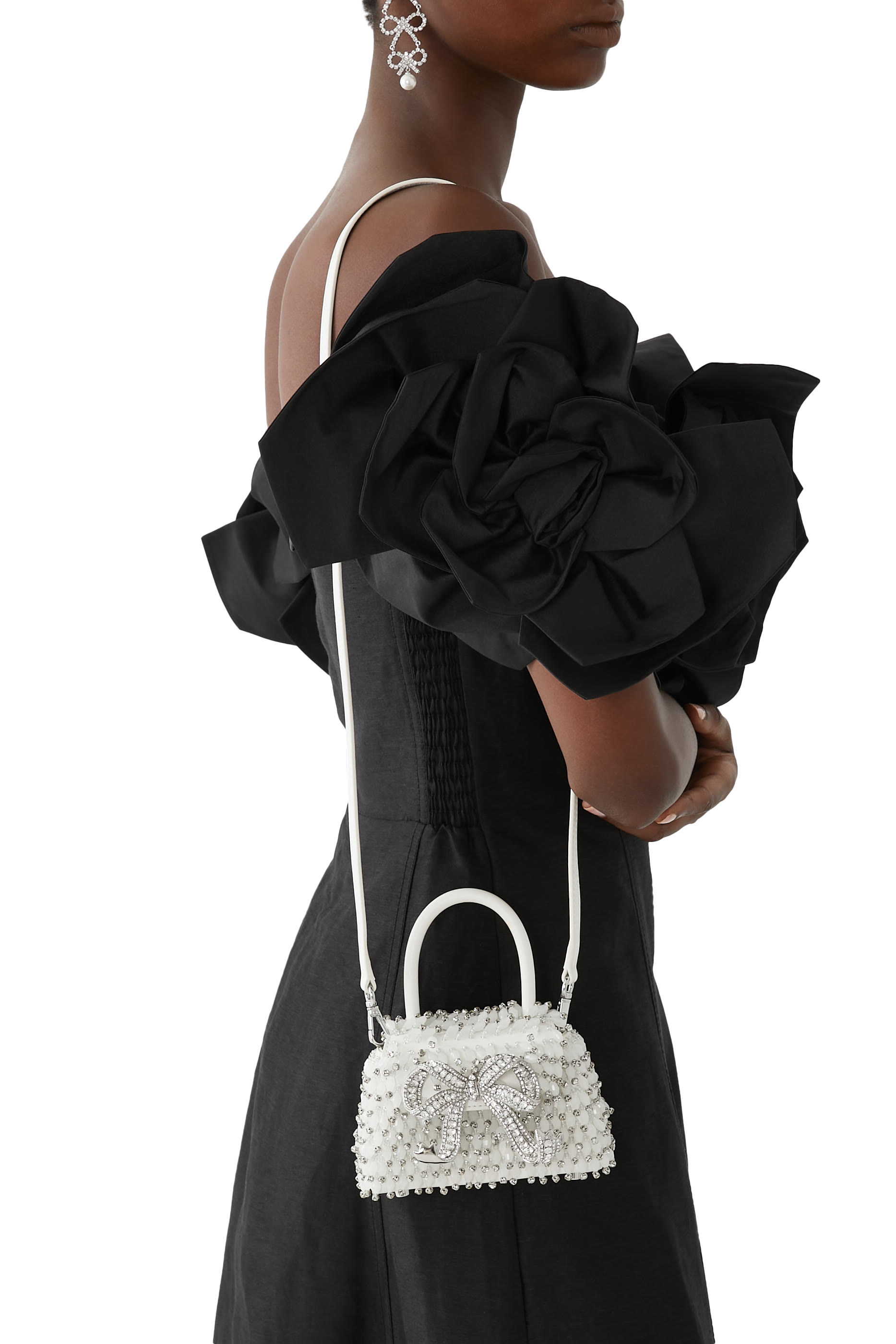 حقيبة مايكرو بيد علوية وعقدة مرصعة بالكريستال