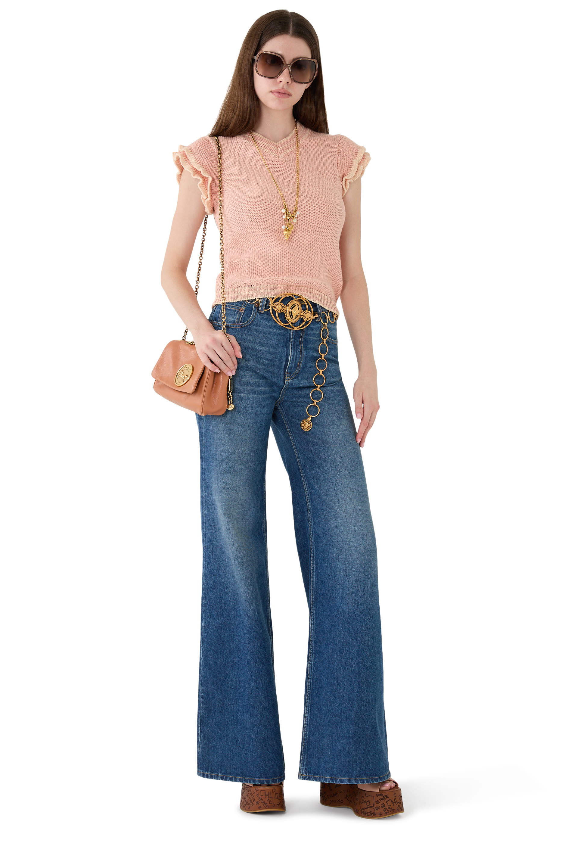 بلوزة منسوجة بأكمام قصيرة