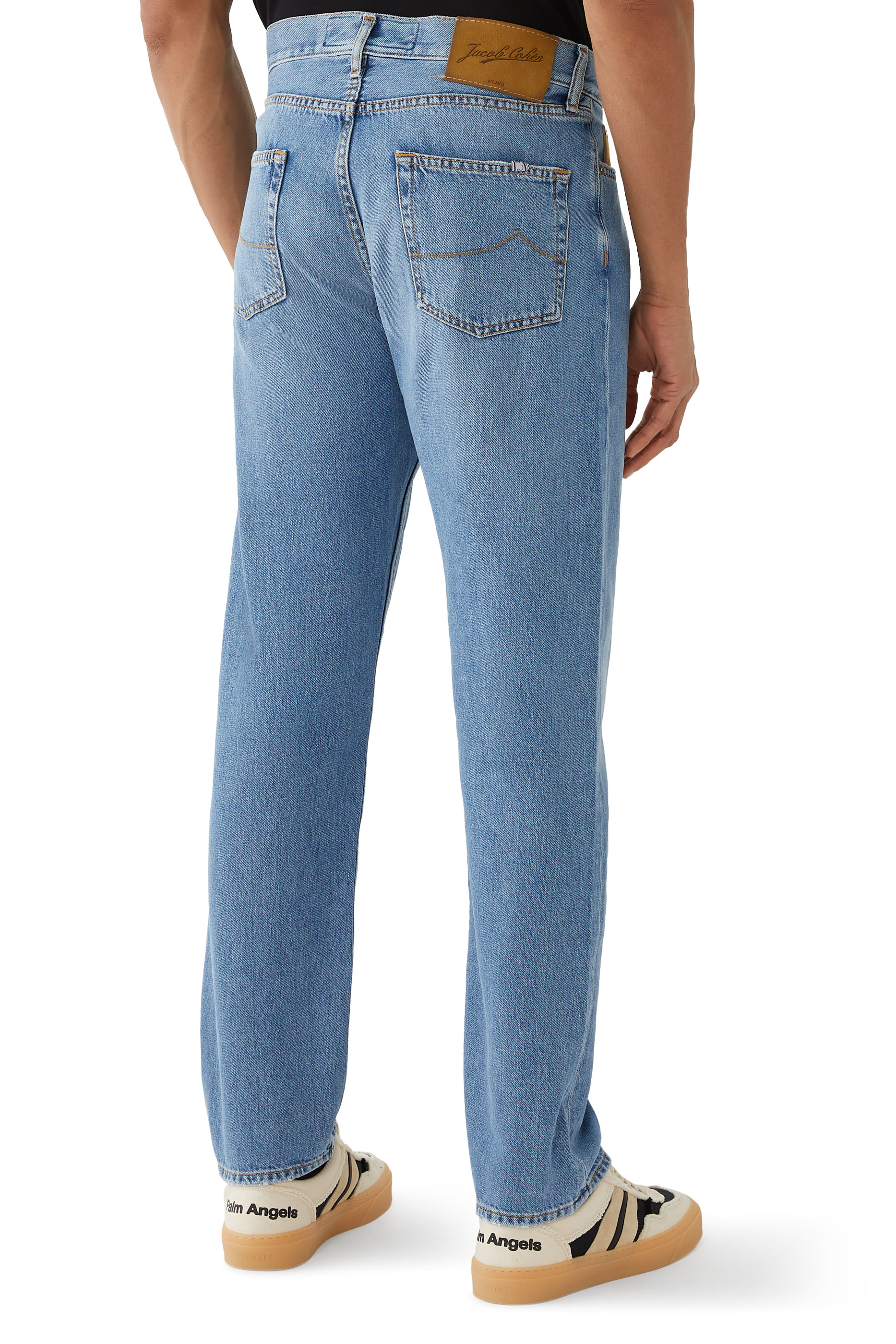 بنطال سيان بقصة ساق مستقيمة وخمسة جيوب