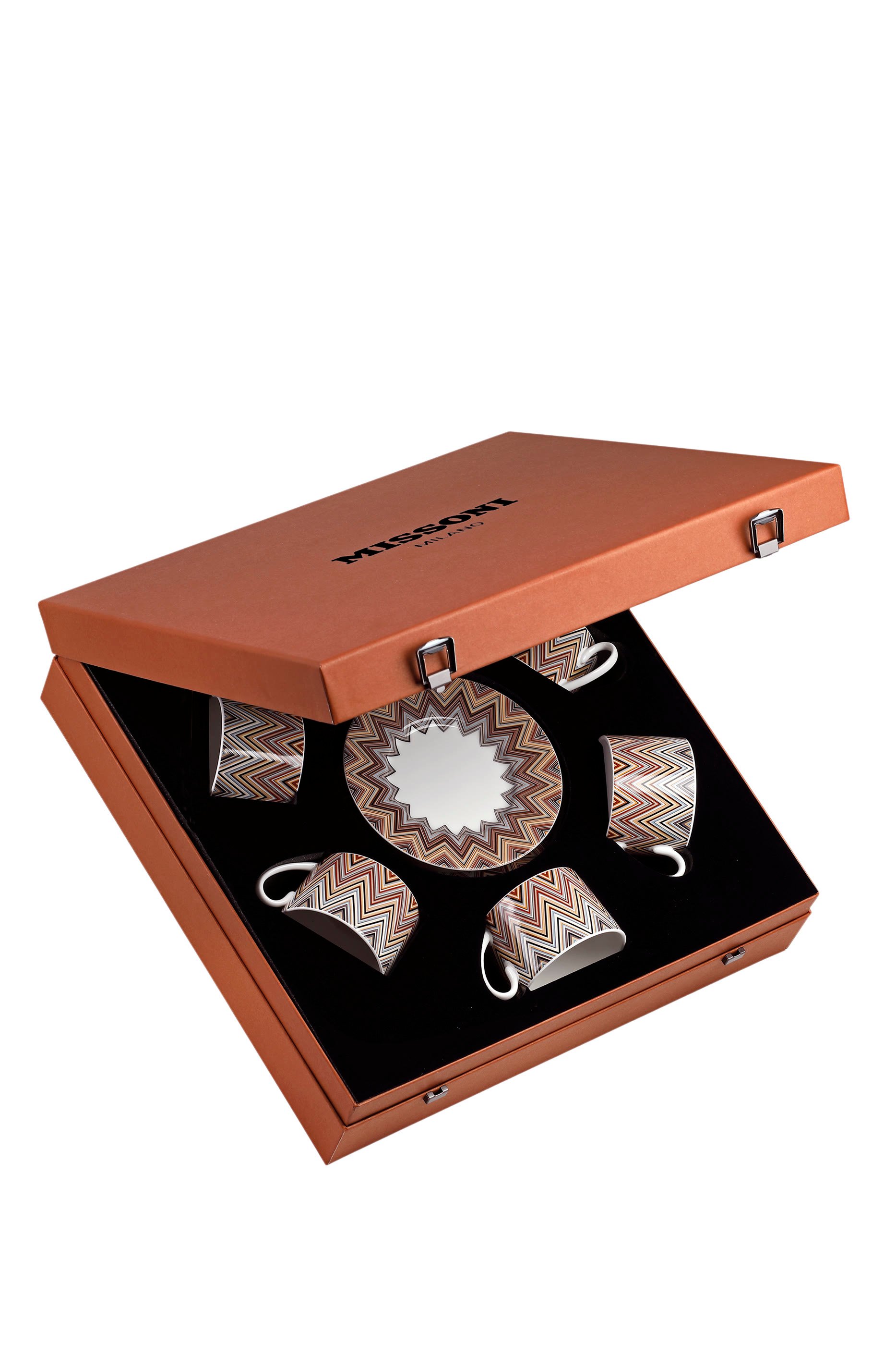 طقم فناجين وأطباق قهوة جاريس بنقشة خطوط متعرجة، 6 قطع