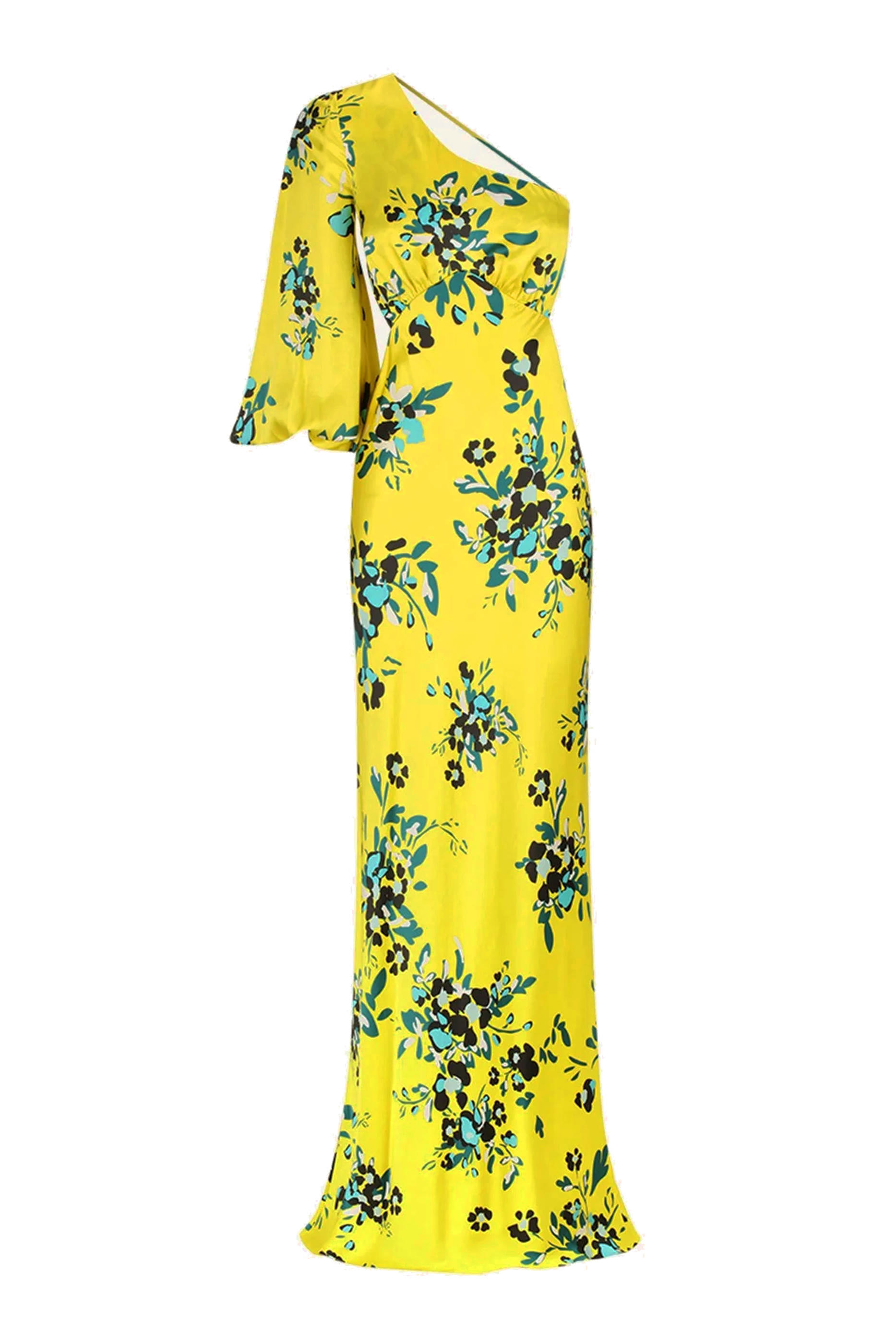 فستان روميلي طويل بكتف واحد وظهر مفتوح حرير