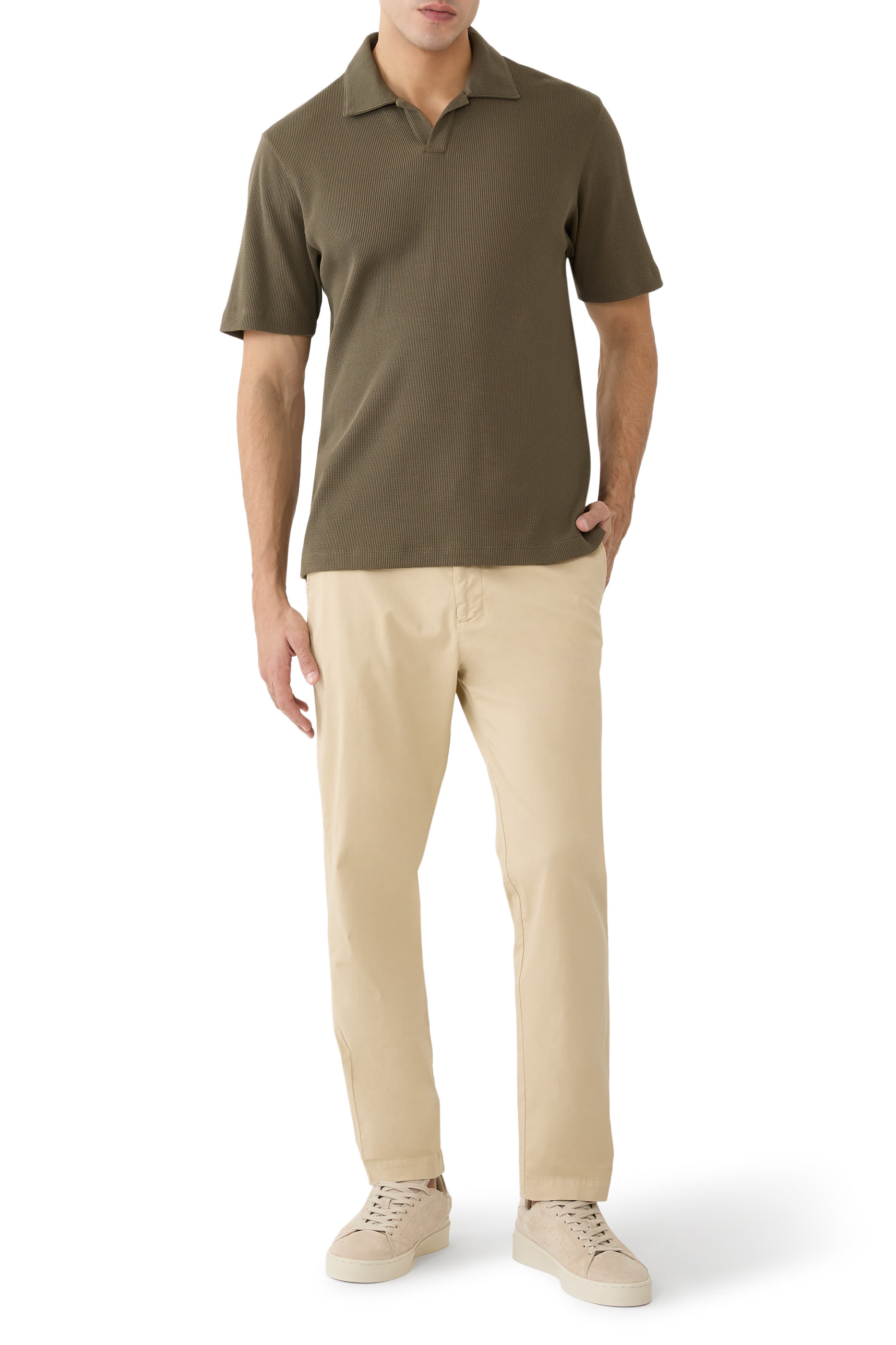 Waffle-Knit Cotton Polo Shirt