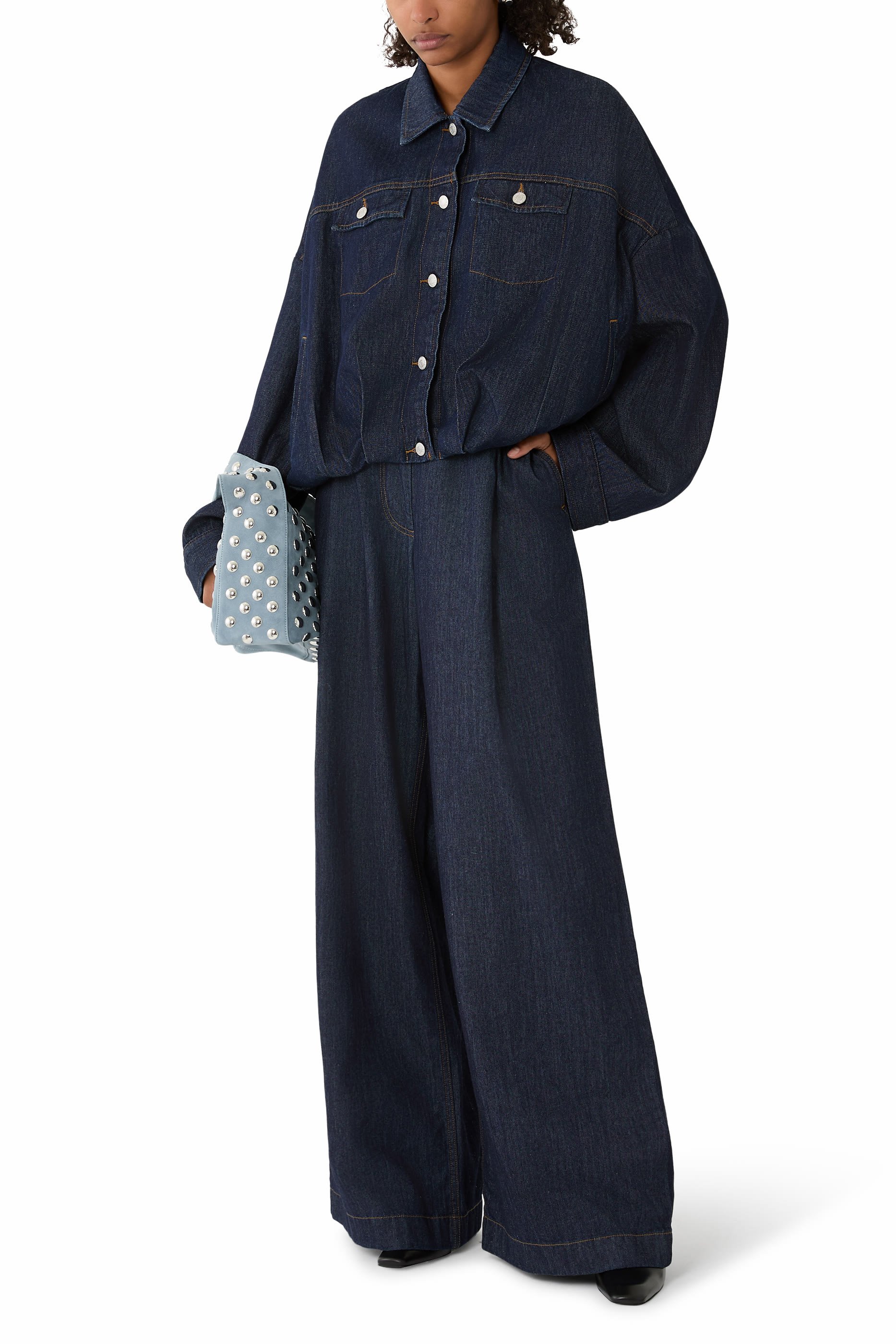 جاكيت بأزرار للإغلاق دنيم