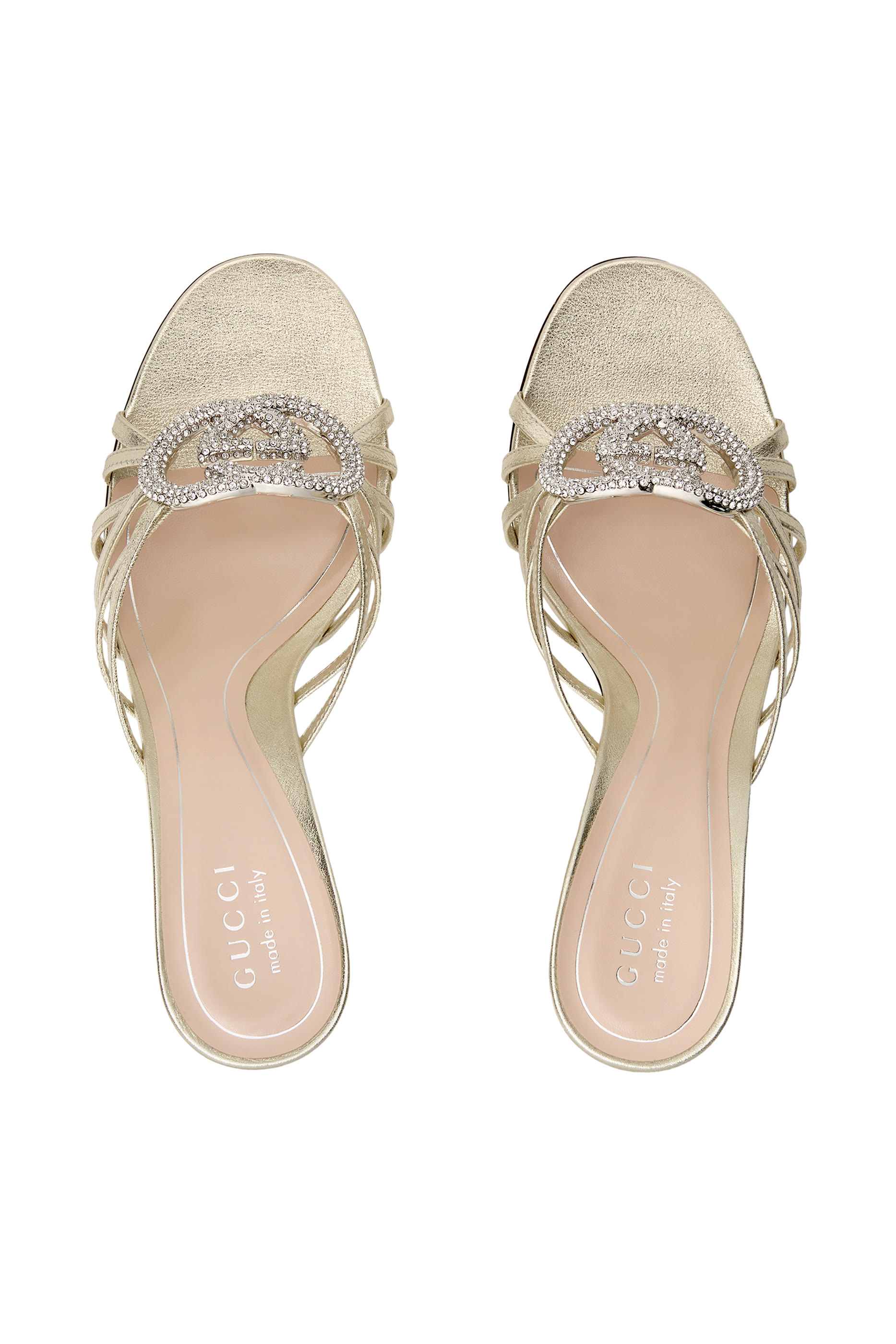 حذاء 85 مفتوح من الخلف بحلية بتصميم حرفي شعار الماركة المتداخلين