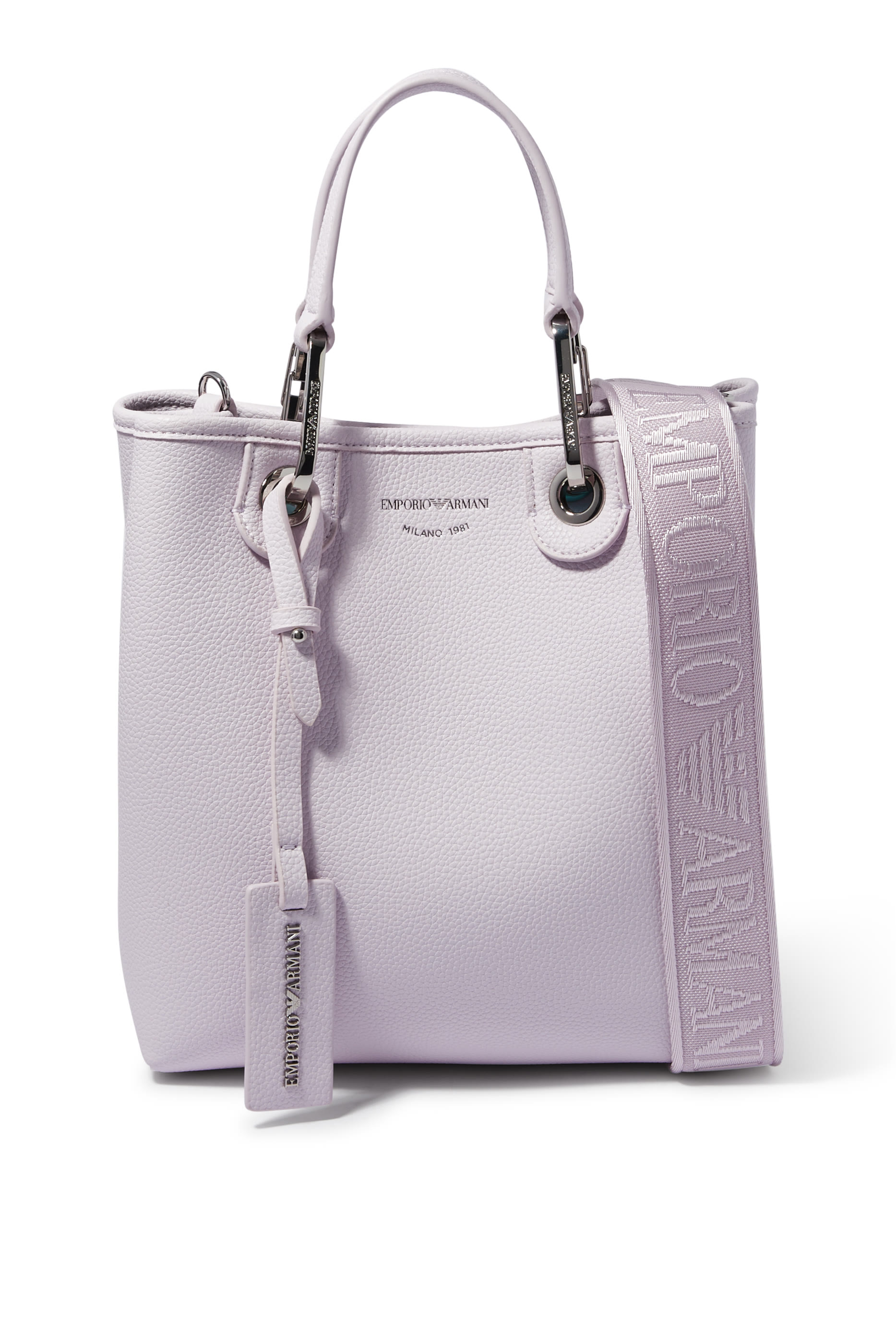 حقيبة يد بشعار الماركة بنقشة جلد غزال