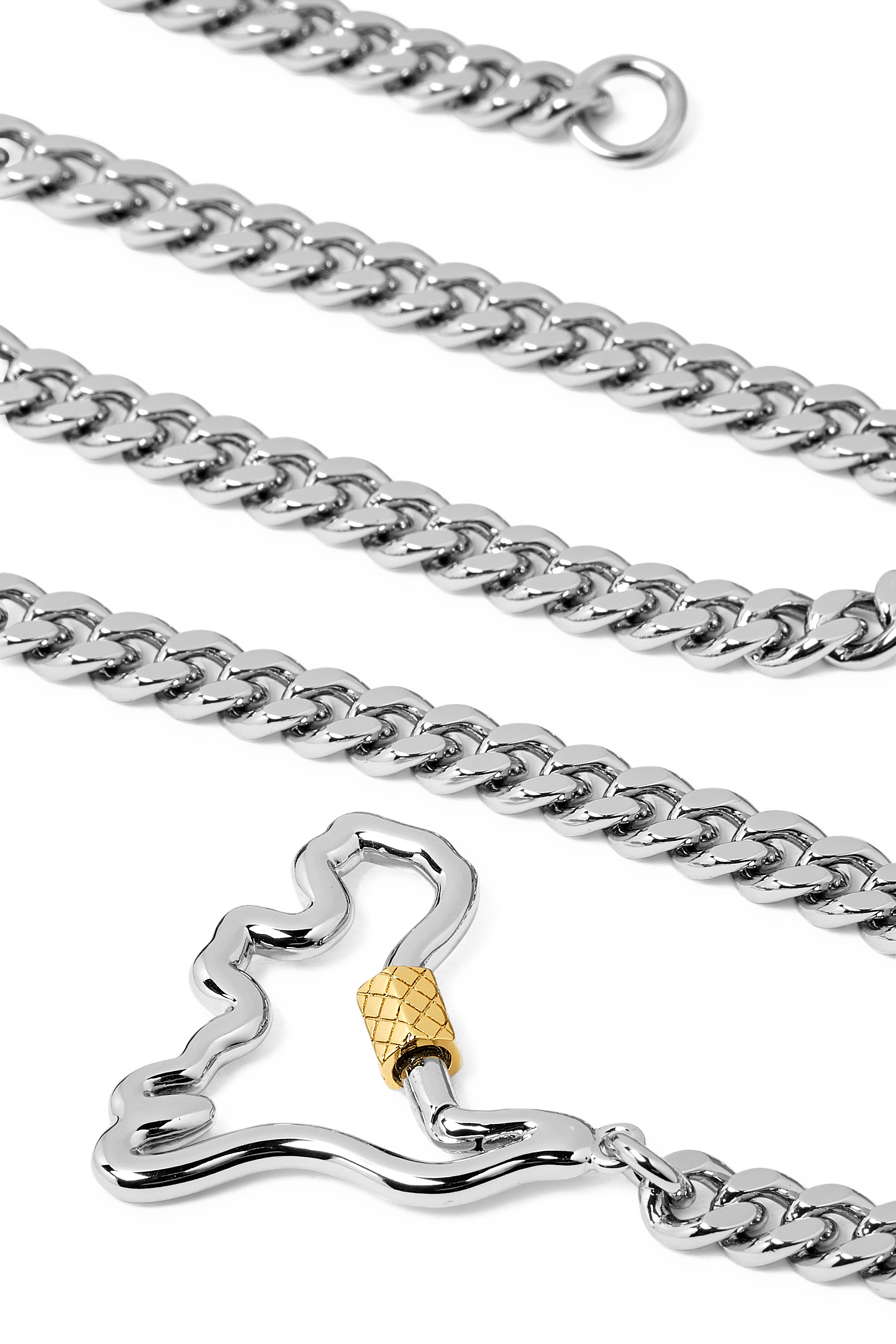 قلادة كارابينر ريكس بحلية بشعار الماركة، معدن