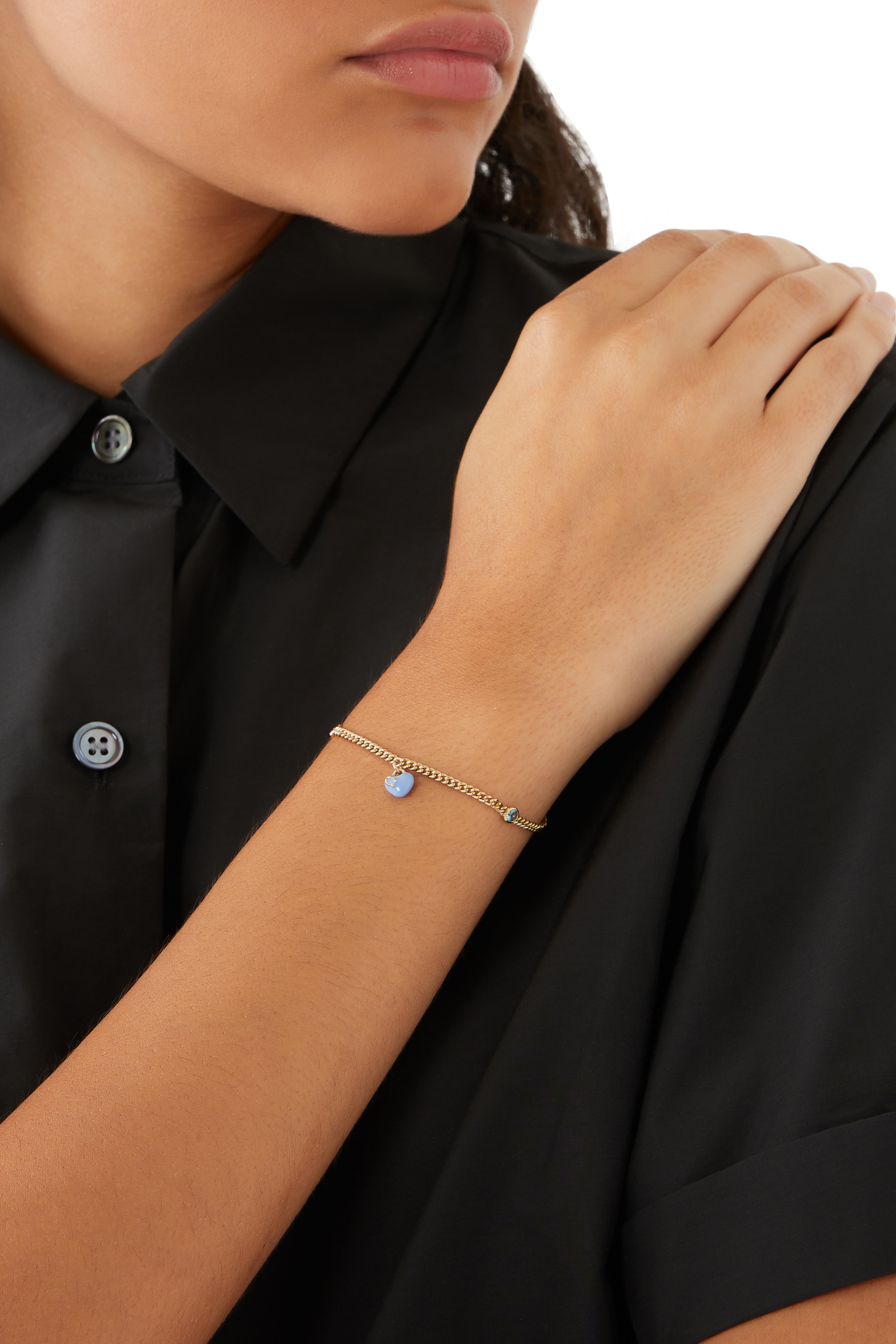 خلخال بحلية على شكل قلب وبشعار الماركة