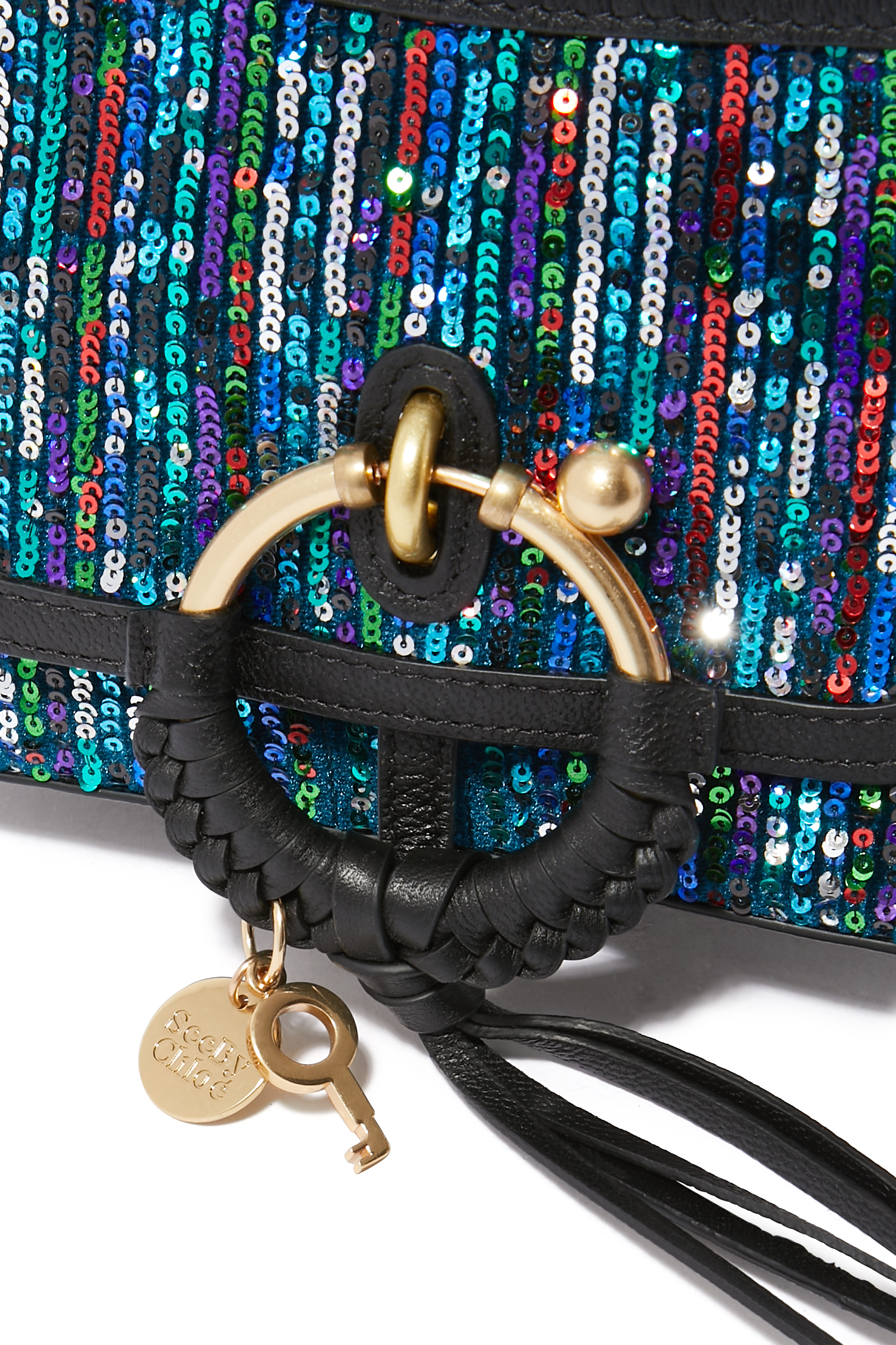 حقيبة كروس بودي جوان صغيرة مطرزة بالترتر