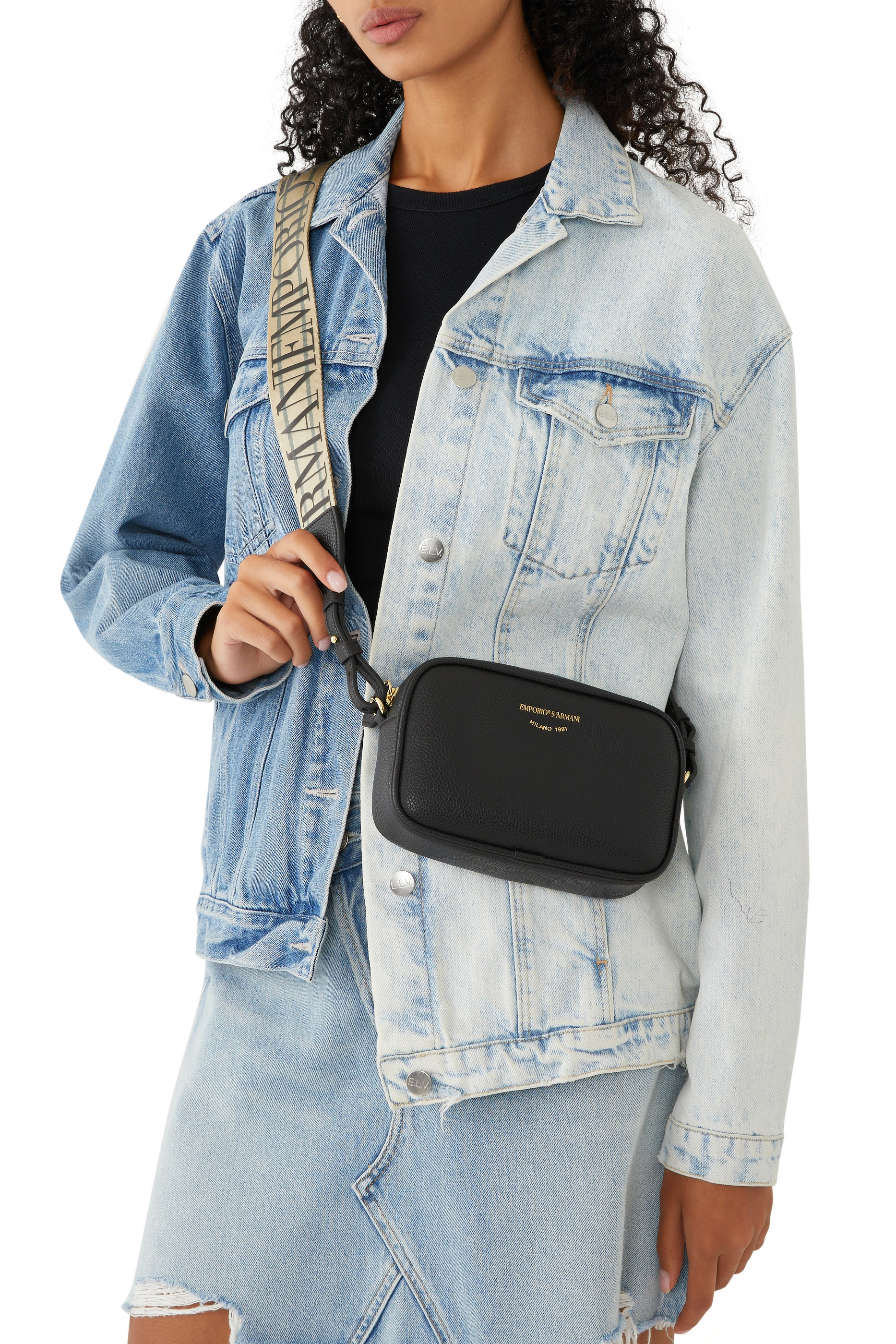 حقيبة كاميرا بطبعة جلد غزال بحمالة كتف