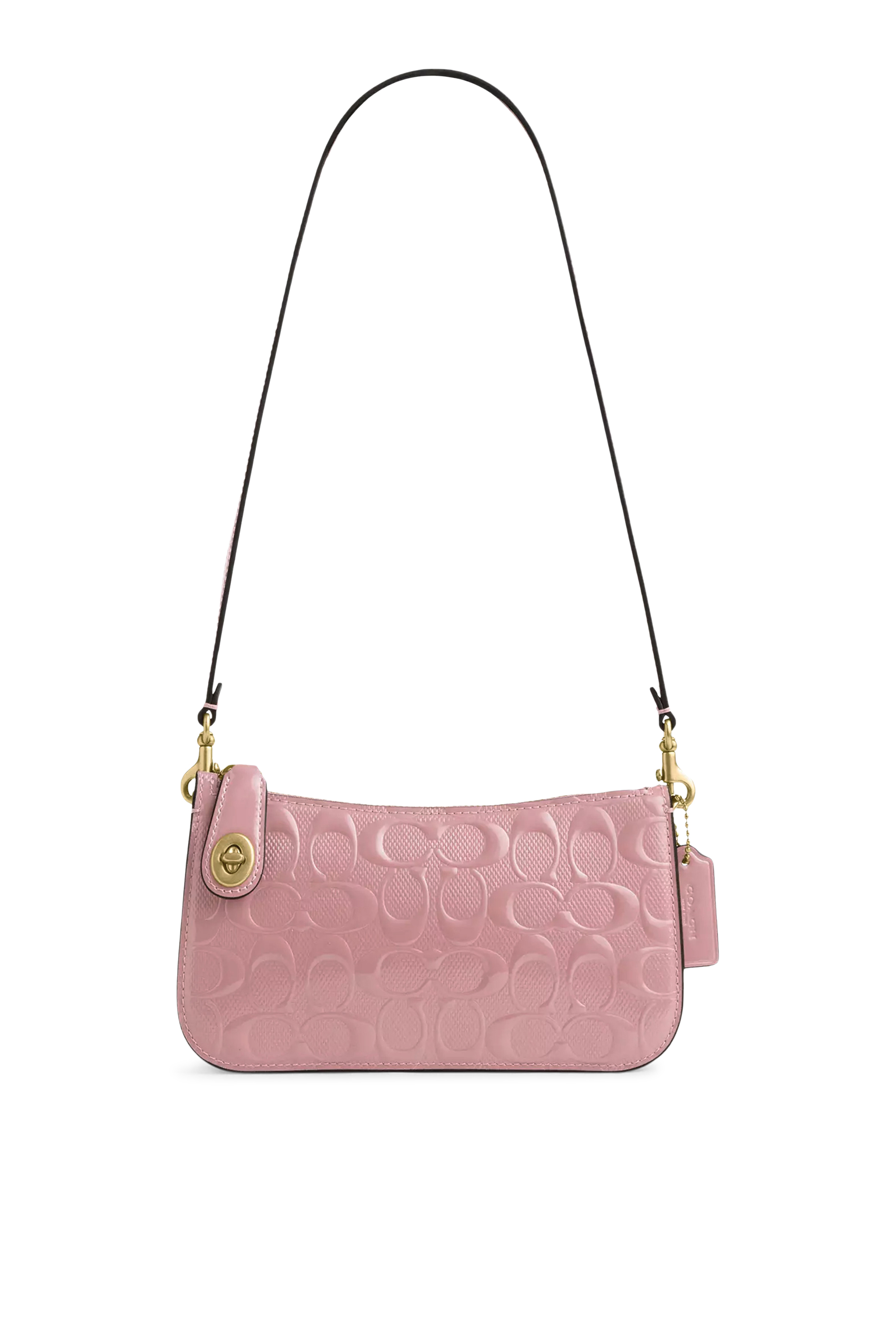 حقيبة كتف بين جلد بنقشة شعار الماركة