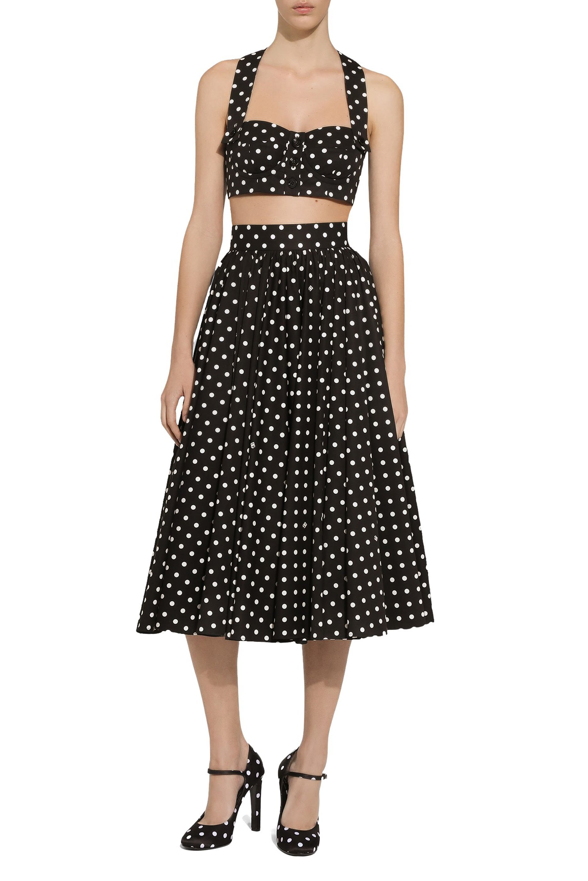 تنورة سيركل بنقشة نقاط بولكا