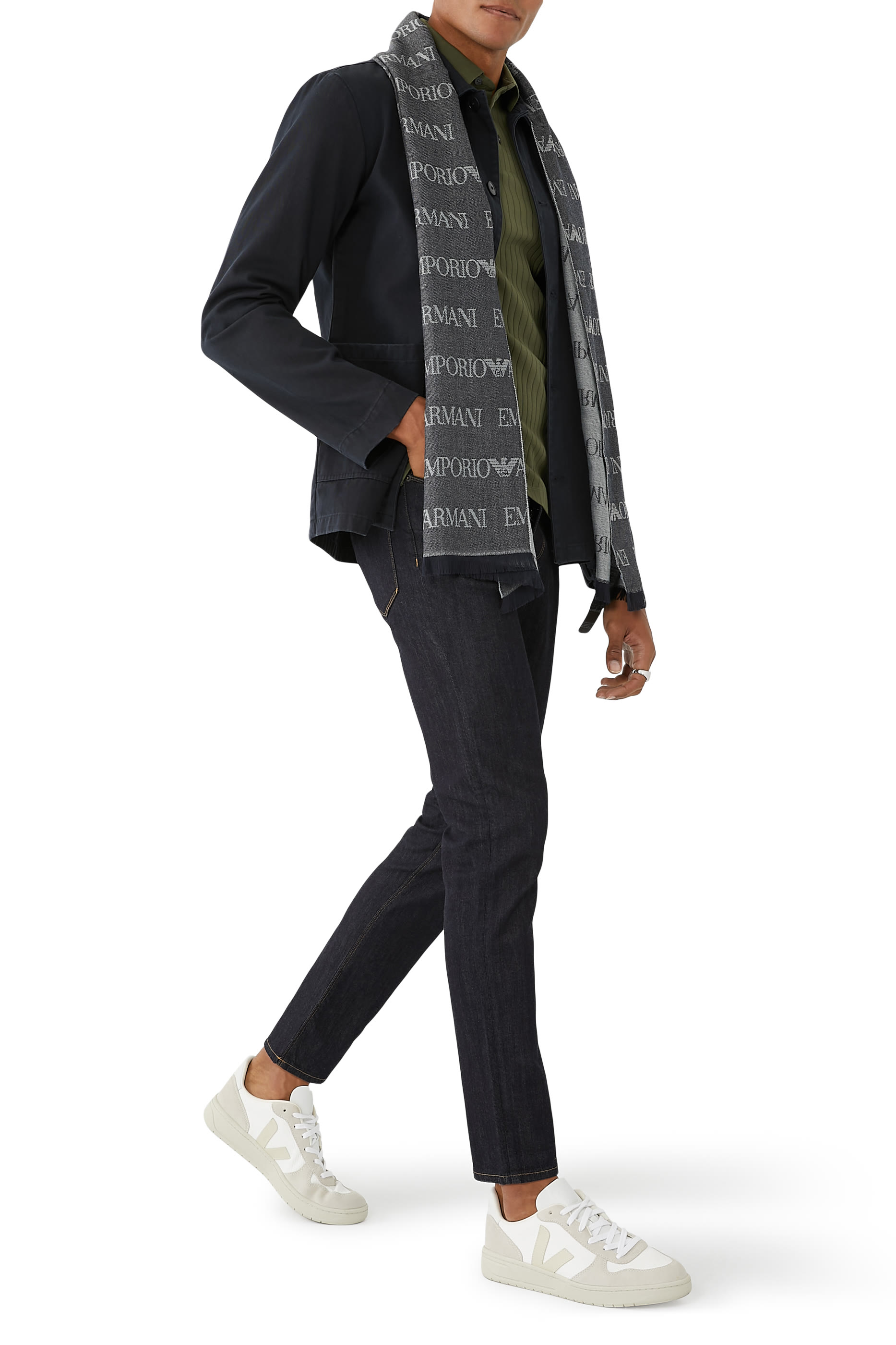 Virgin-Wool and Acrylic Logo Scarf