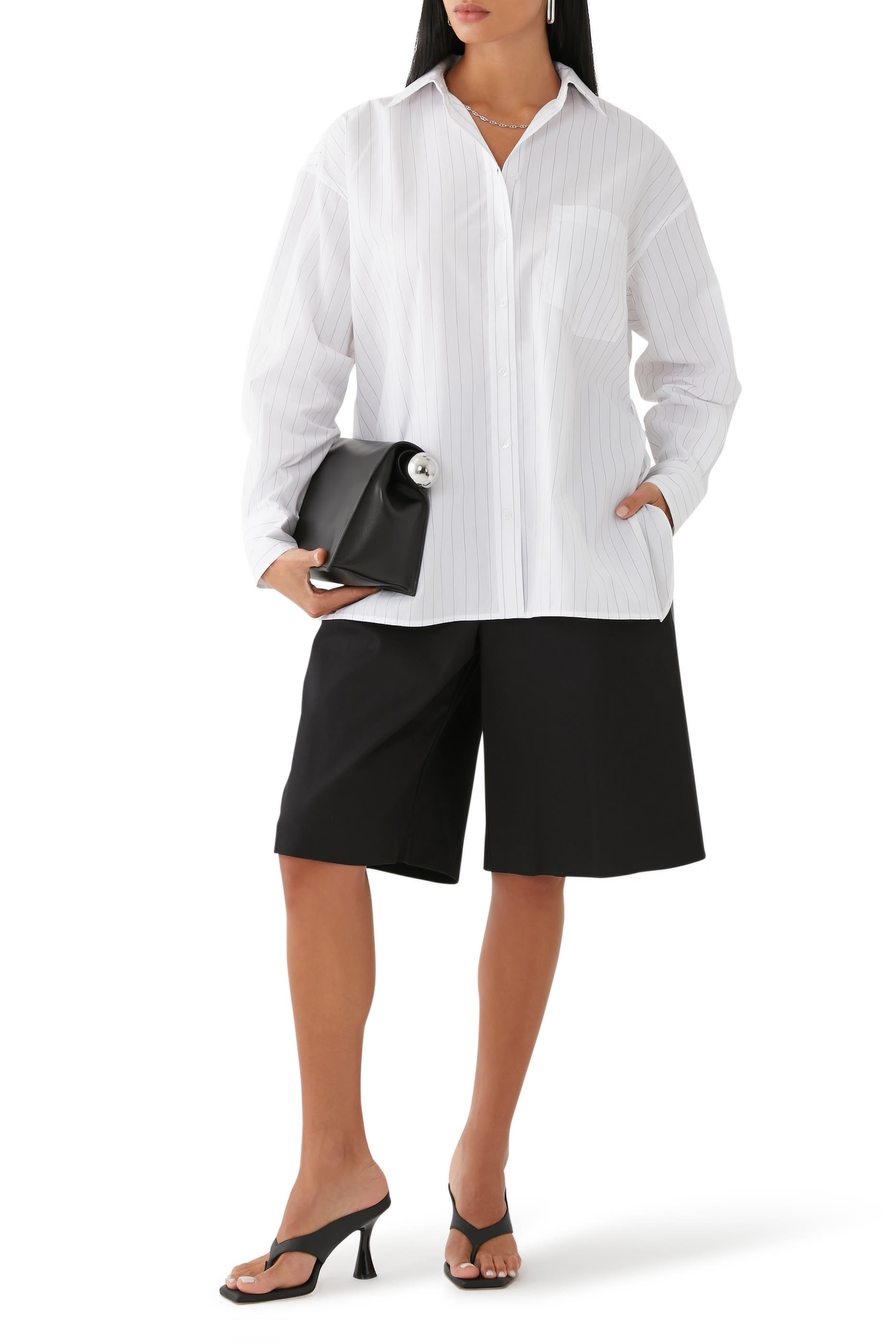 قميص كريسي مخطط بأكمام طويلة