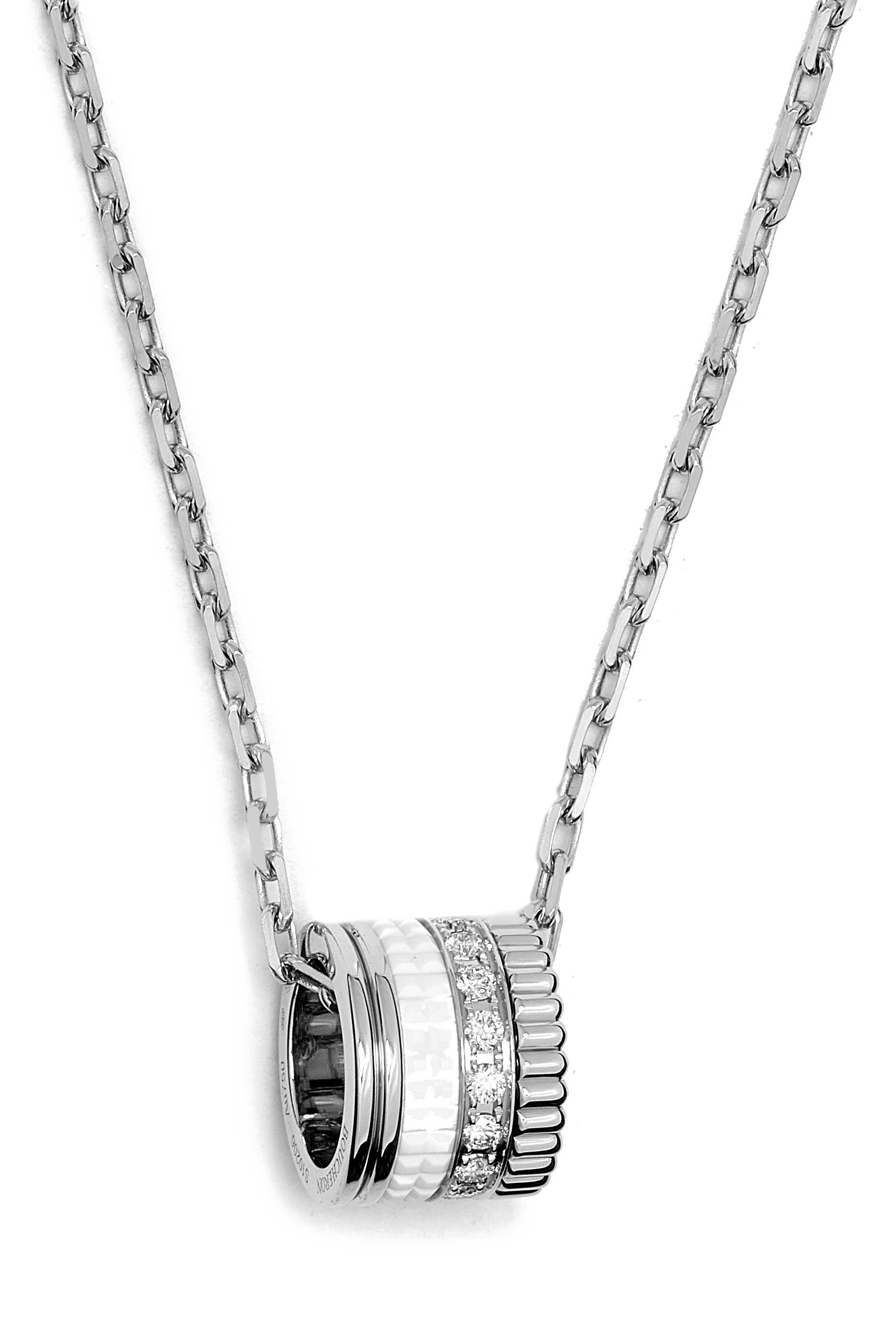 قلادة كاتر إصدار وايت بدلاية كبيرة مرصعة بماس، ذهب أبيض عيار 18