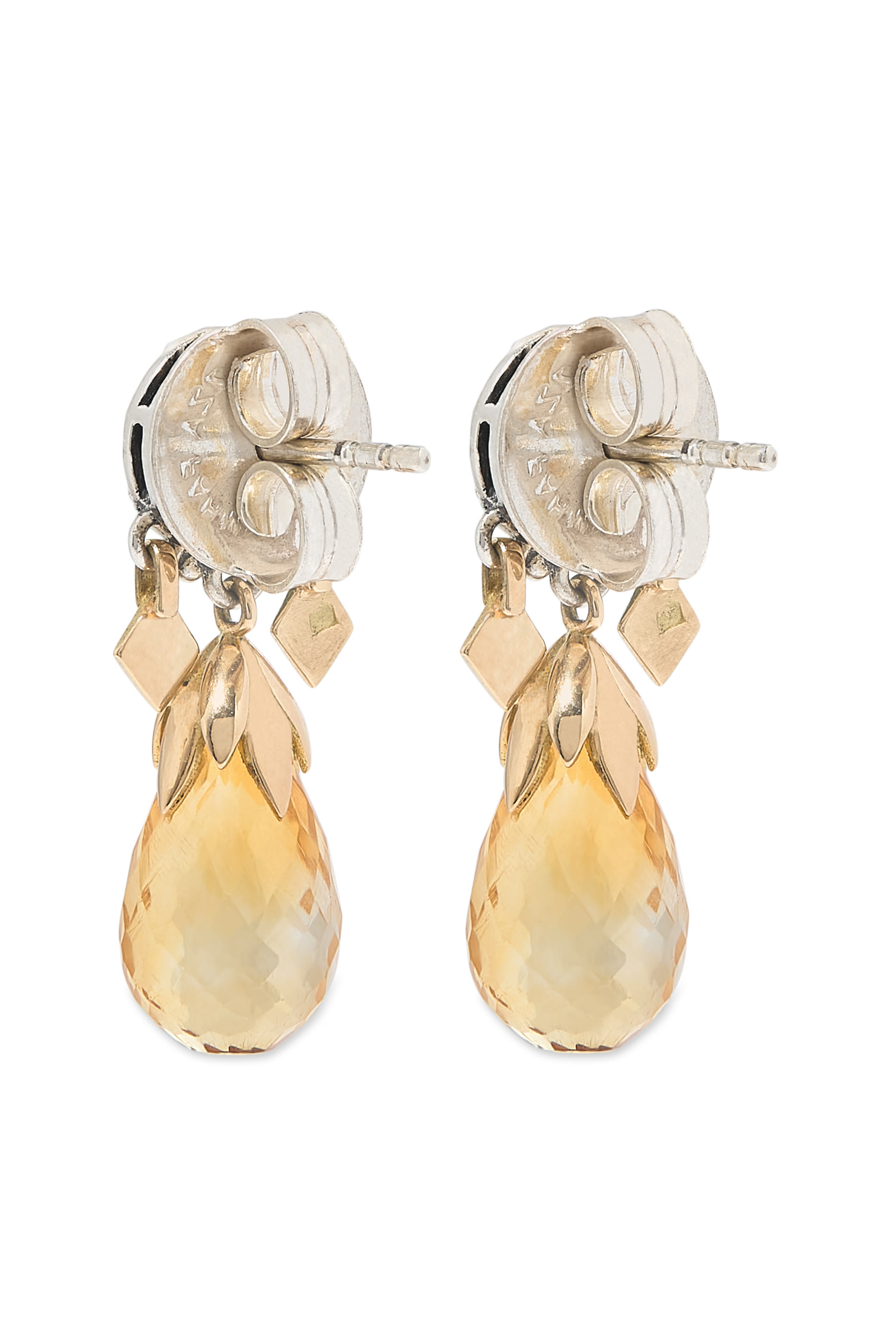 أقراط بريوليت مرصعة بالسترين، فضة استرلينية وذهب أصفر عيار 18