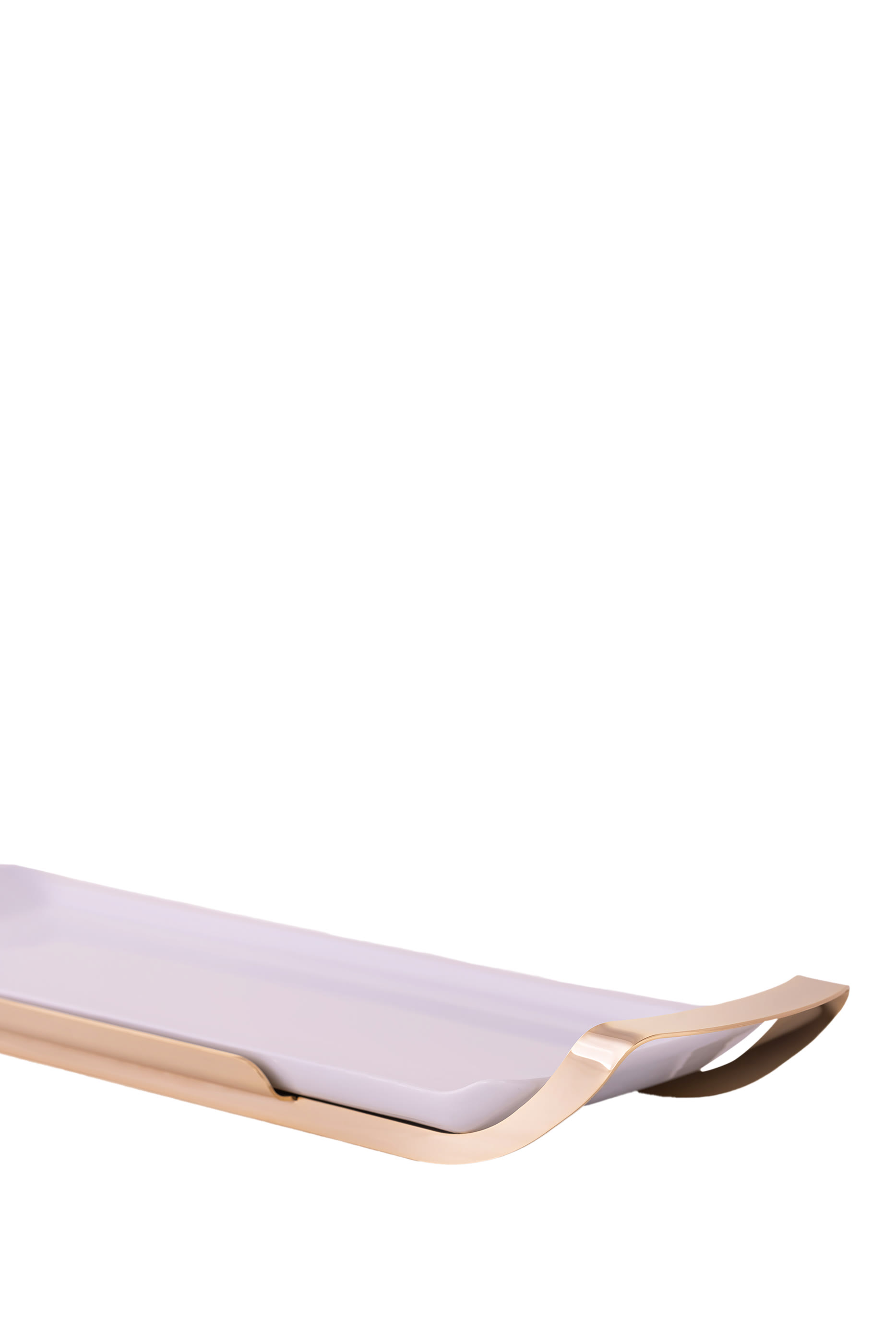 طبق مستطيل بورسلين بحامل من ستانلس ستيل