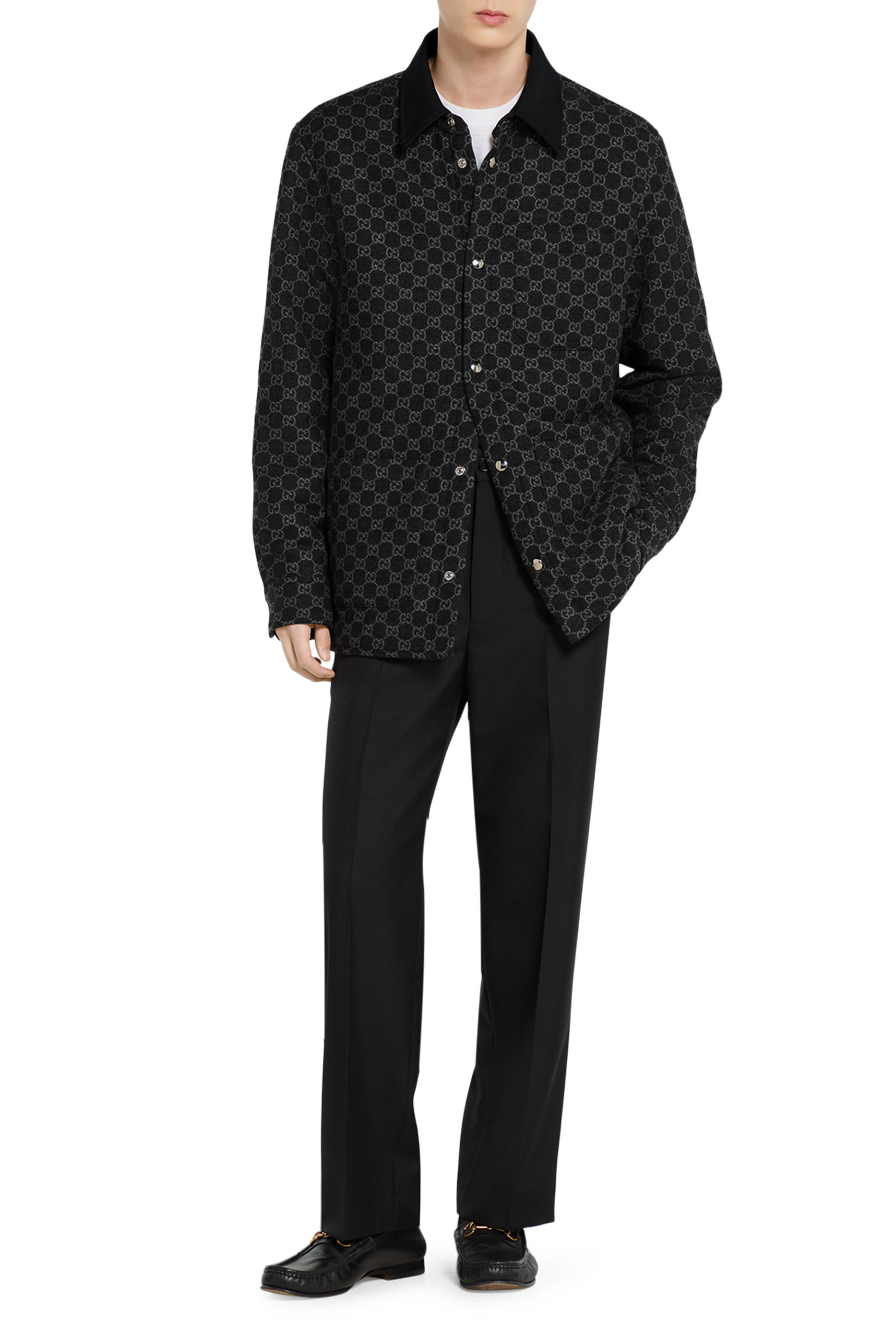 جاكيت بنقشة حرفي شعار الماركة فلانيل ناعم