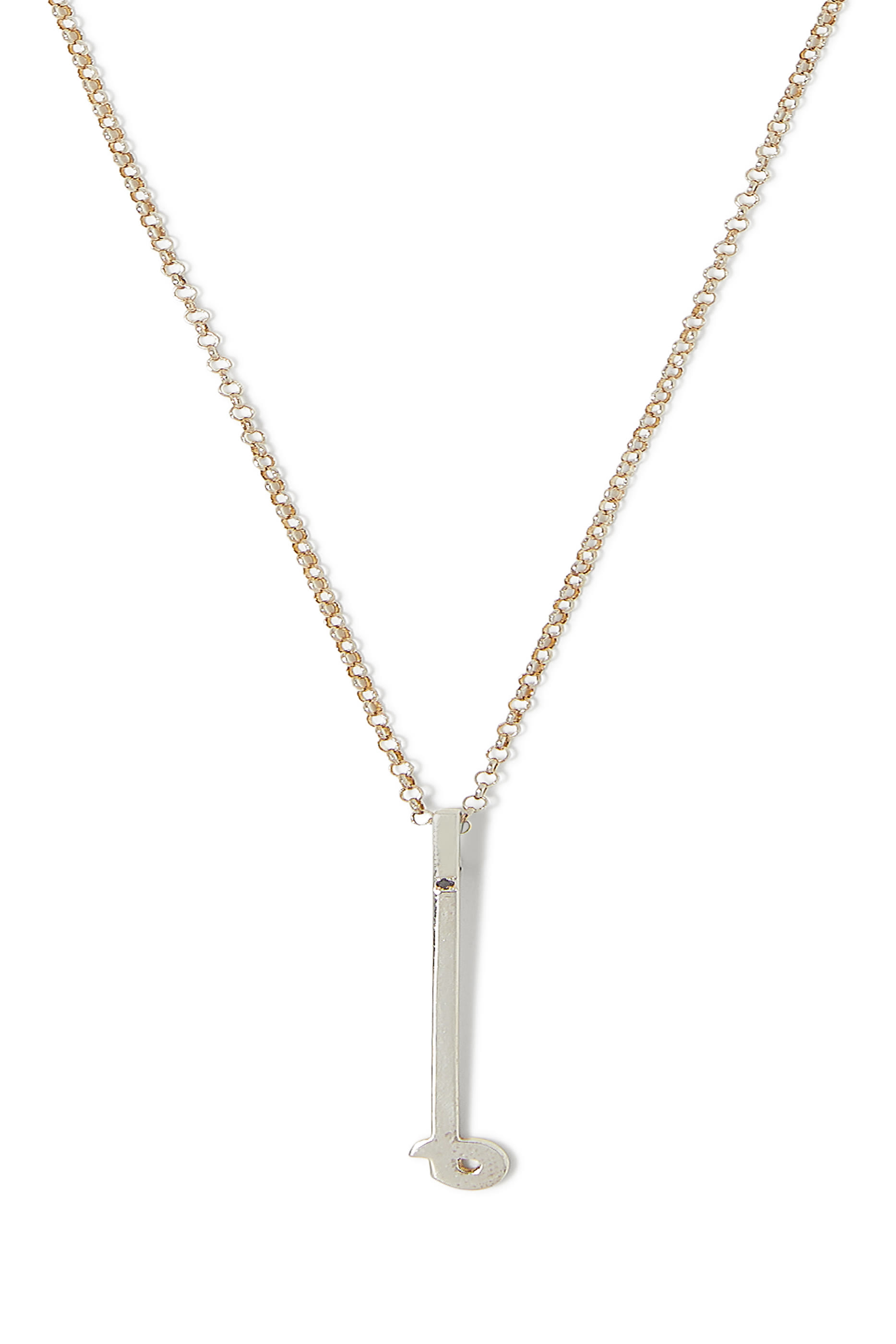 قلادة بدلاية بتصميم حرف "ميم" مرصعة بماس، فضة استرلينية