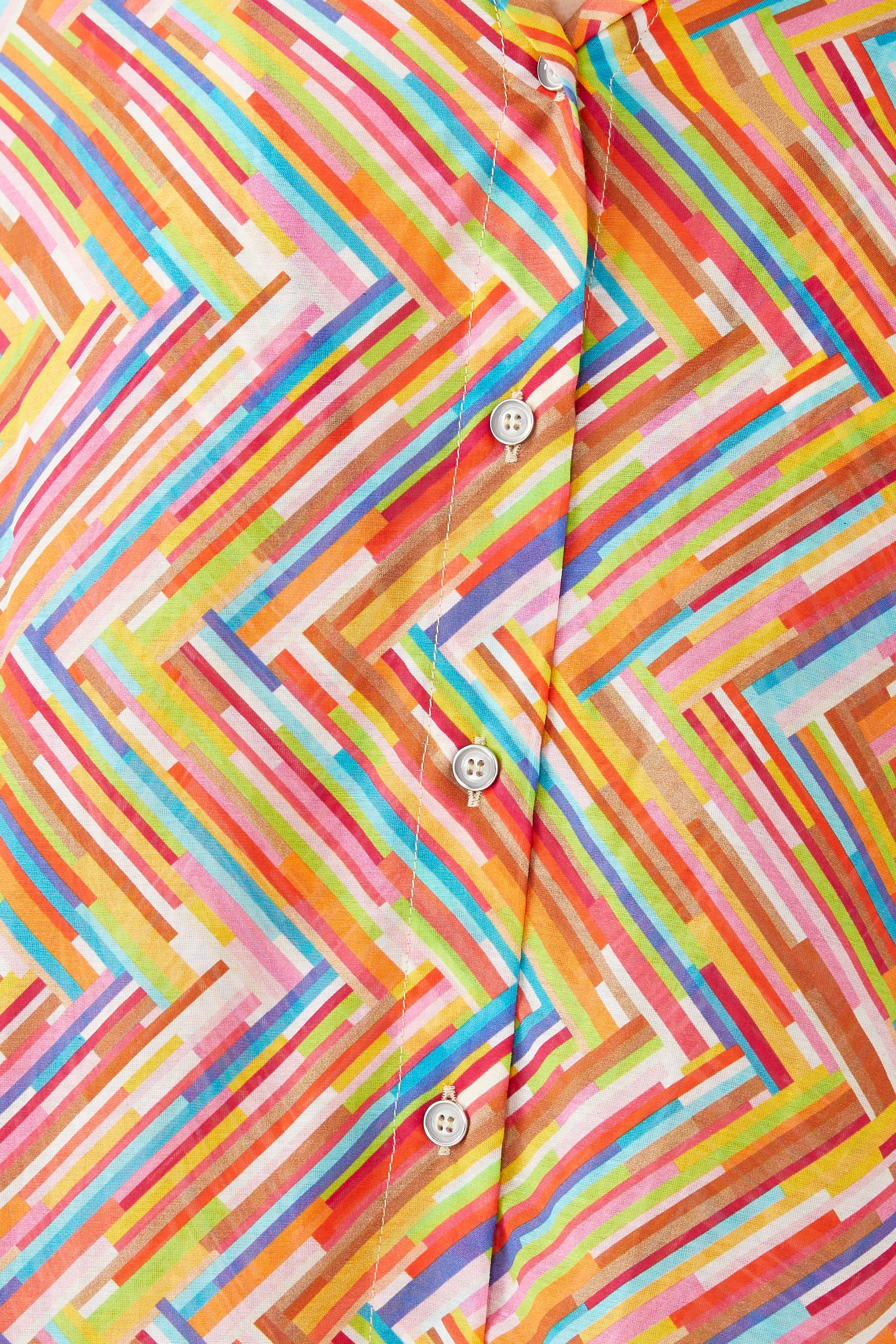 قميص ماري بأكمام طويلة بنقشة متعرجة قطن