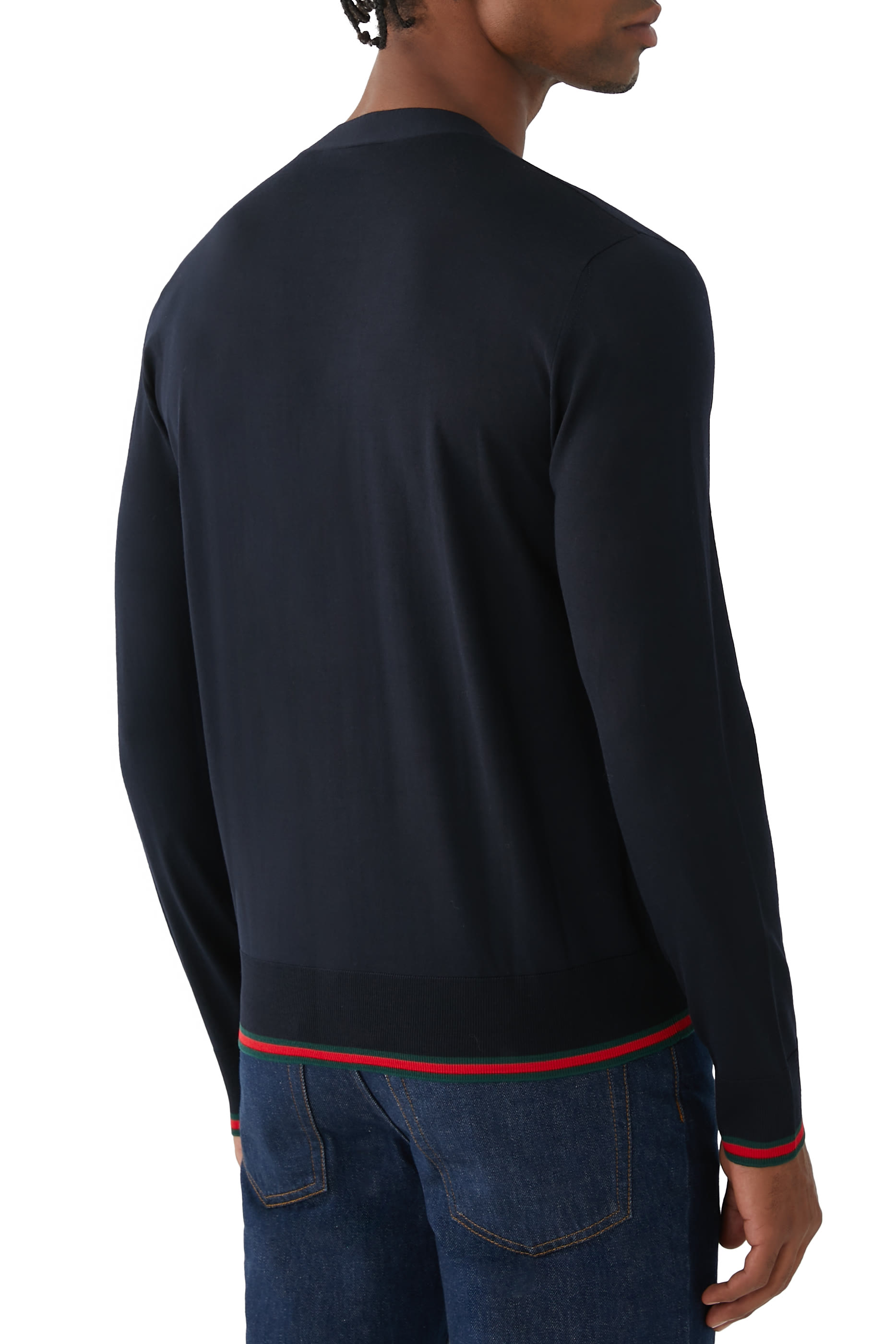 كارديغان بشريط ويب نسيج صوف