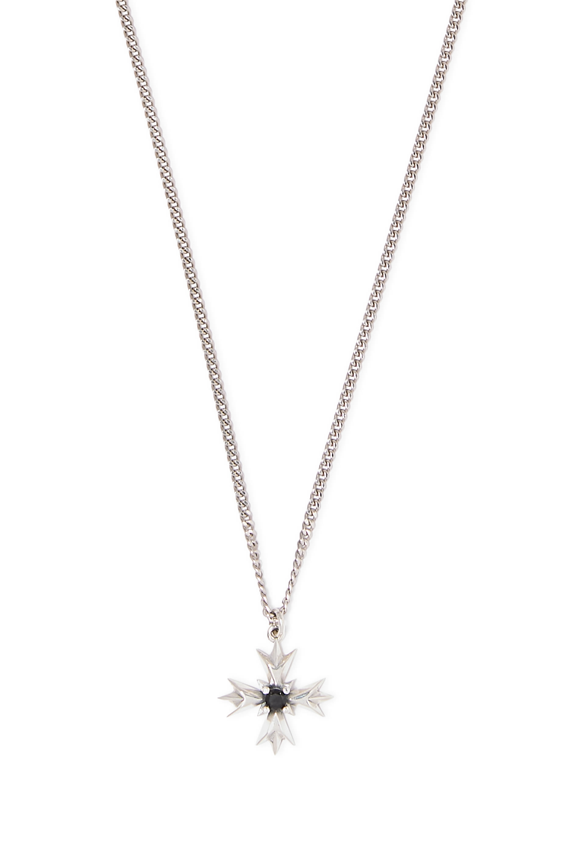 قلادة كريست مرصعة بأحجار زركونيا مكعبة وكريستال، فضة اسرتلينية