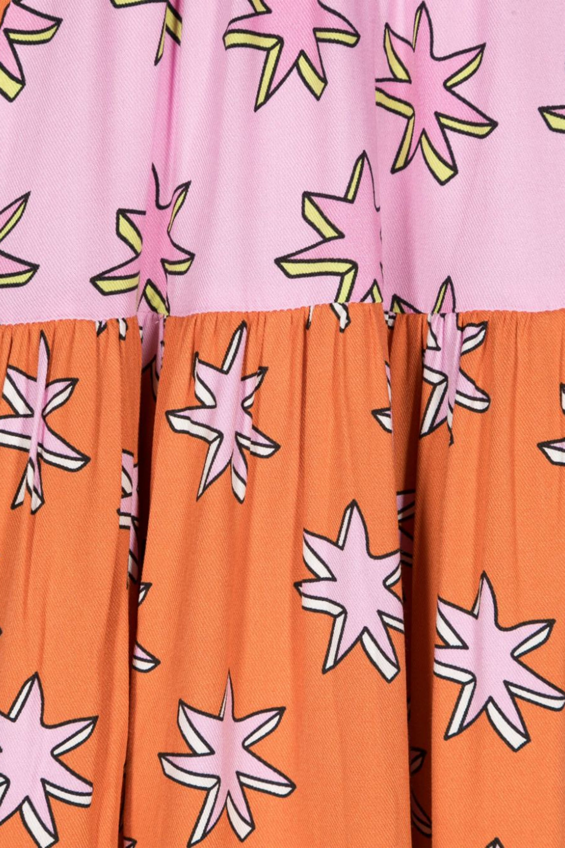 فستان بطيات ونقشة نجوم لامعة للأطفال