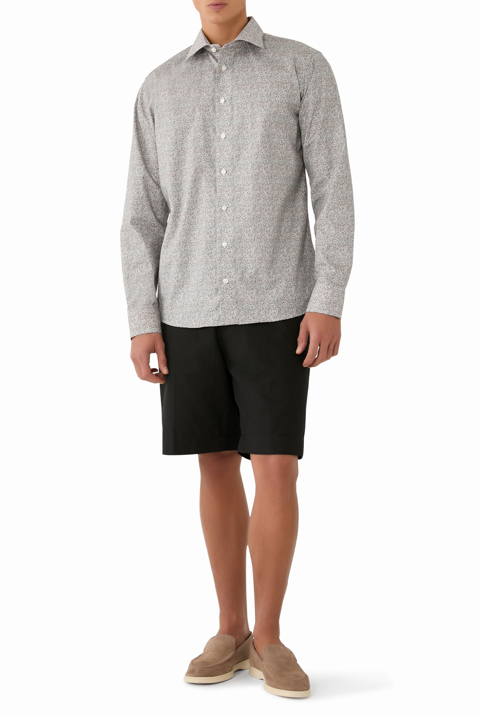 قميص بنقشة زهور تويل مميز للماركة