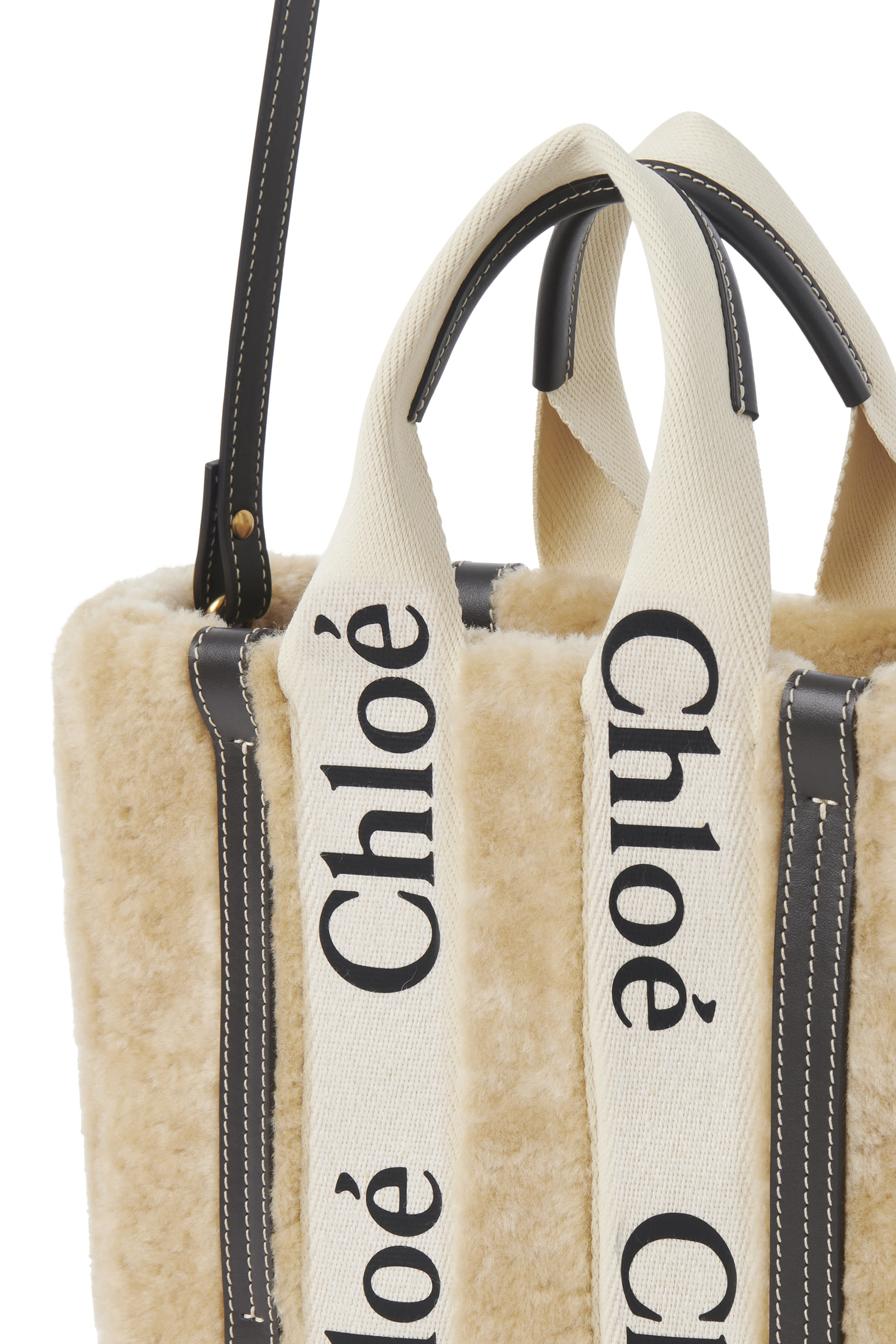 حقيبة يد وودي صغيرة فرو غنم