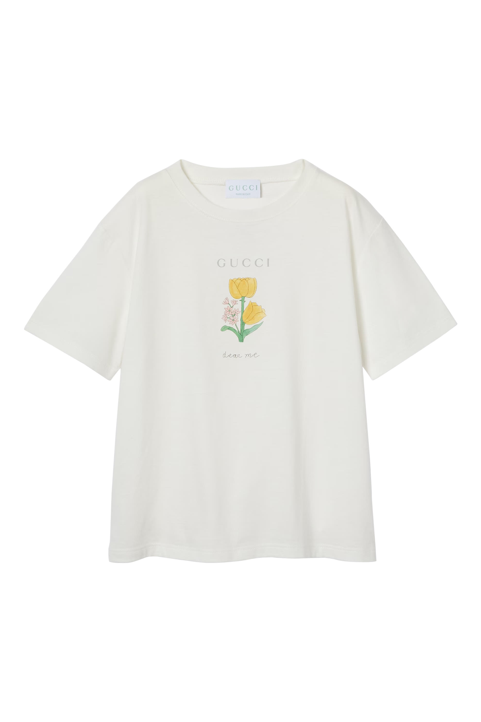 تيشيرت بنقشة شعار الماركة وزهرة للأطفال