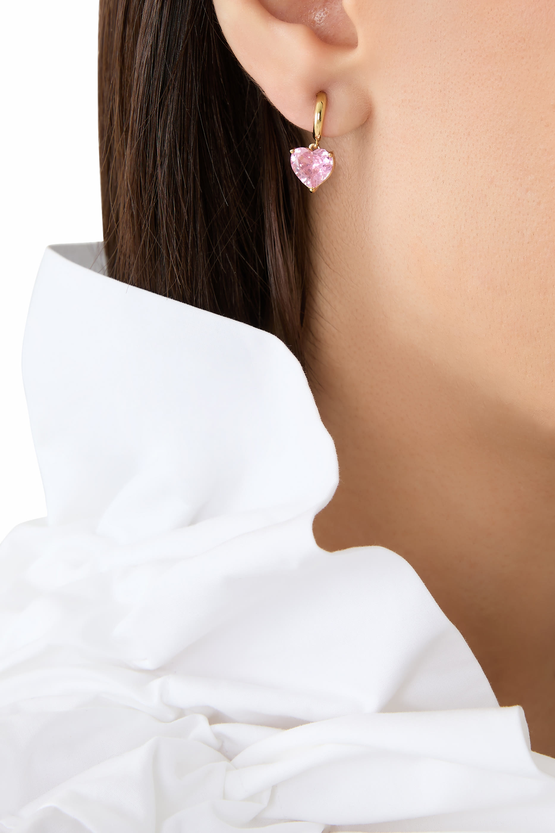 أقراط ماي لوف بتصميم قلب مرصعة بأحجار زركونيا مكعبة معدن مطلي