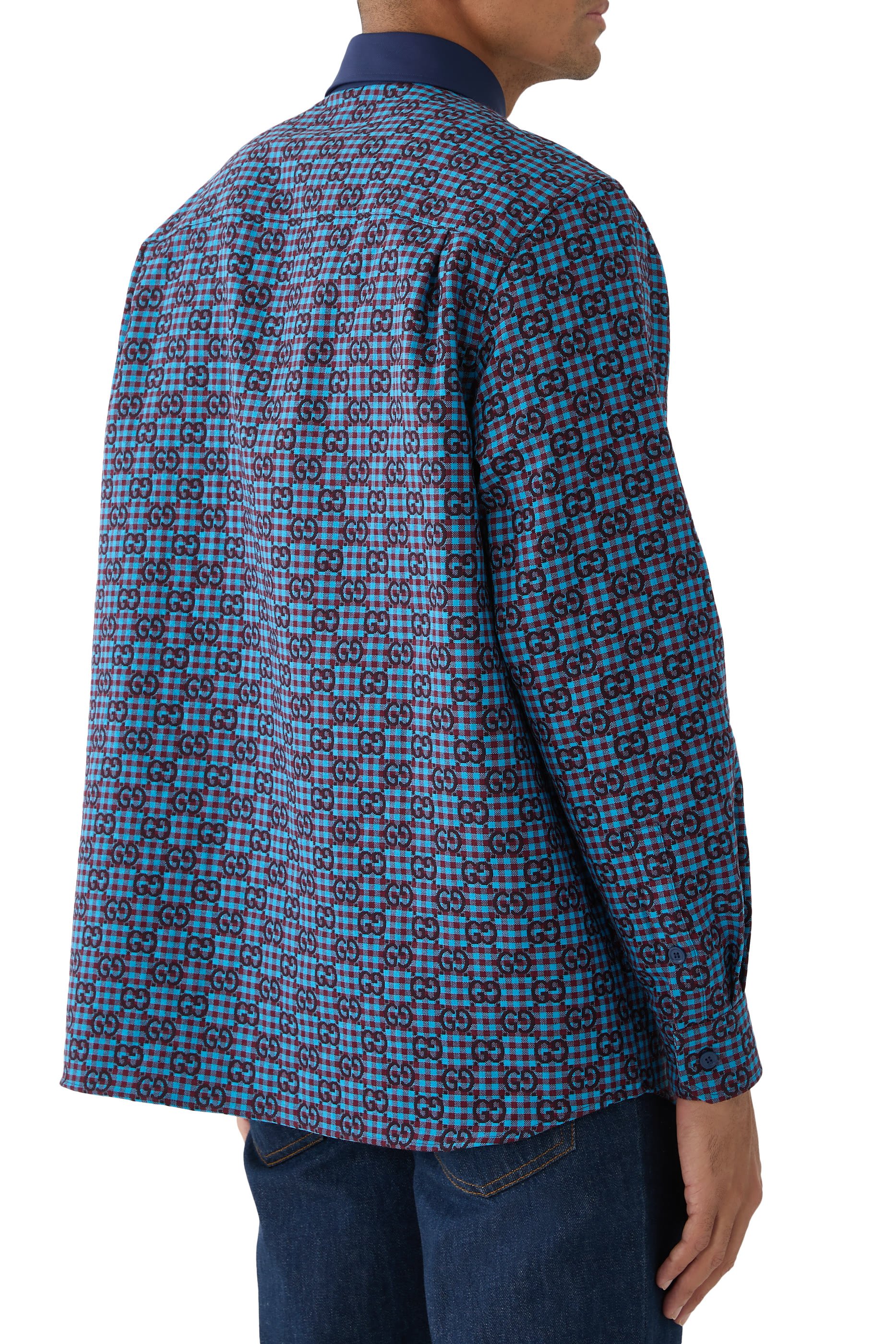 قميص بشعار الماركة قميص قطن وصوف جاكار