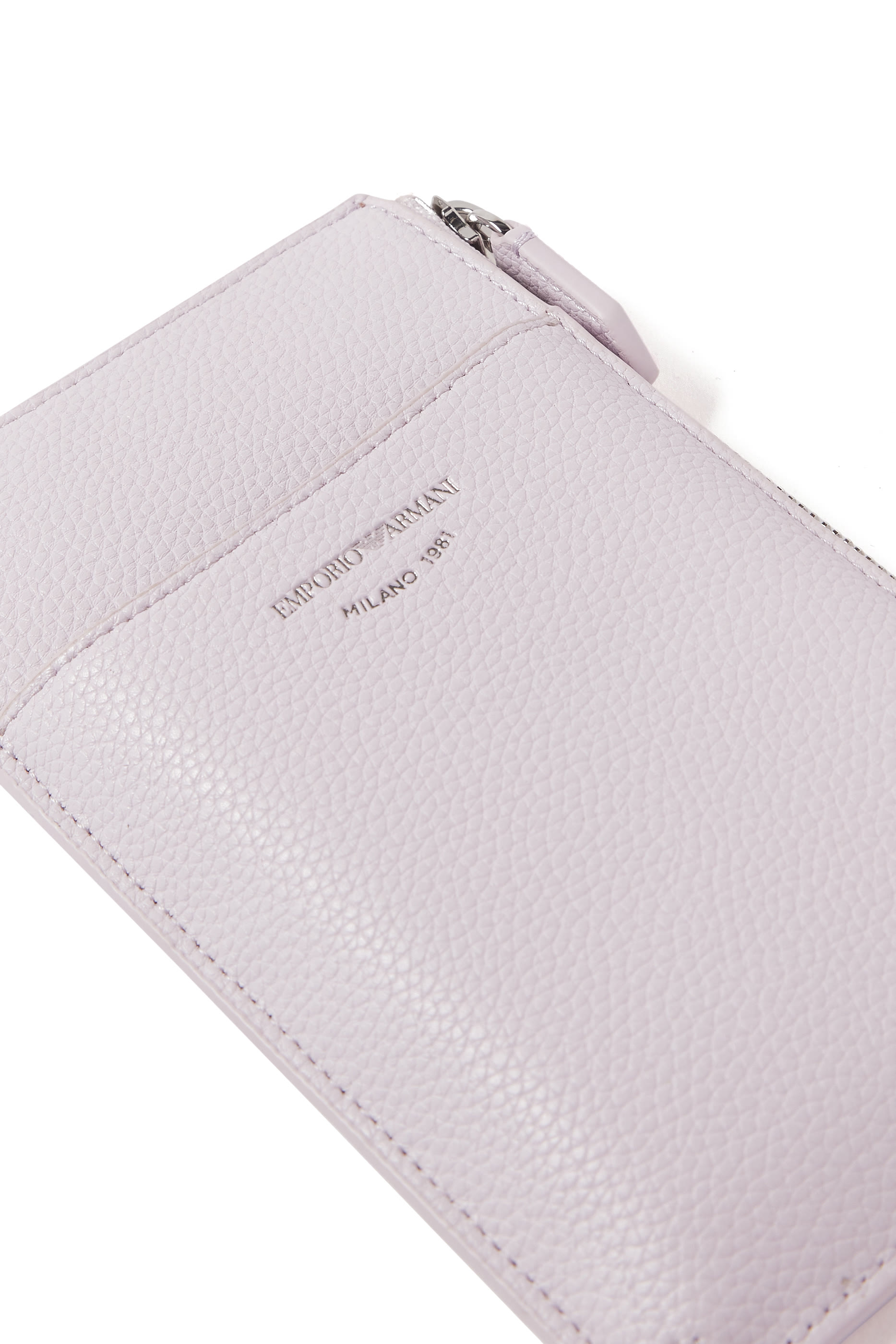 حافظة هاتف مع سحاب وجيوب بنقشة حلد غزال وشعار الماركة