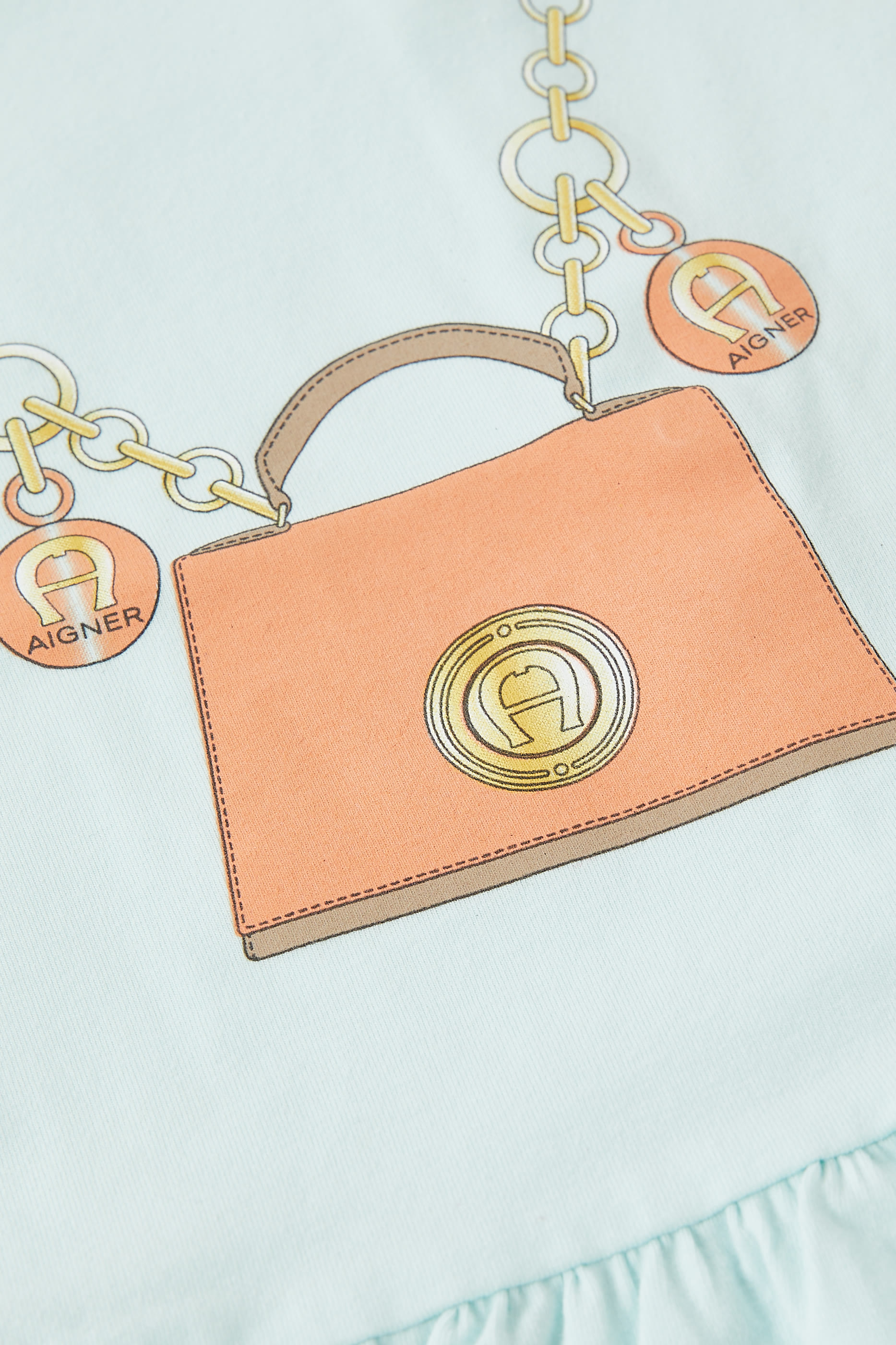 فستان بنمط تيشيرت بطبعات محفظة للأطفال