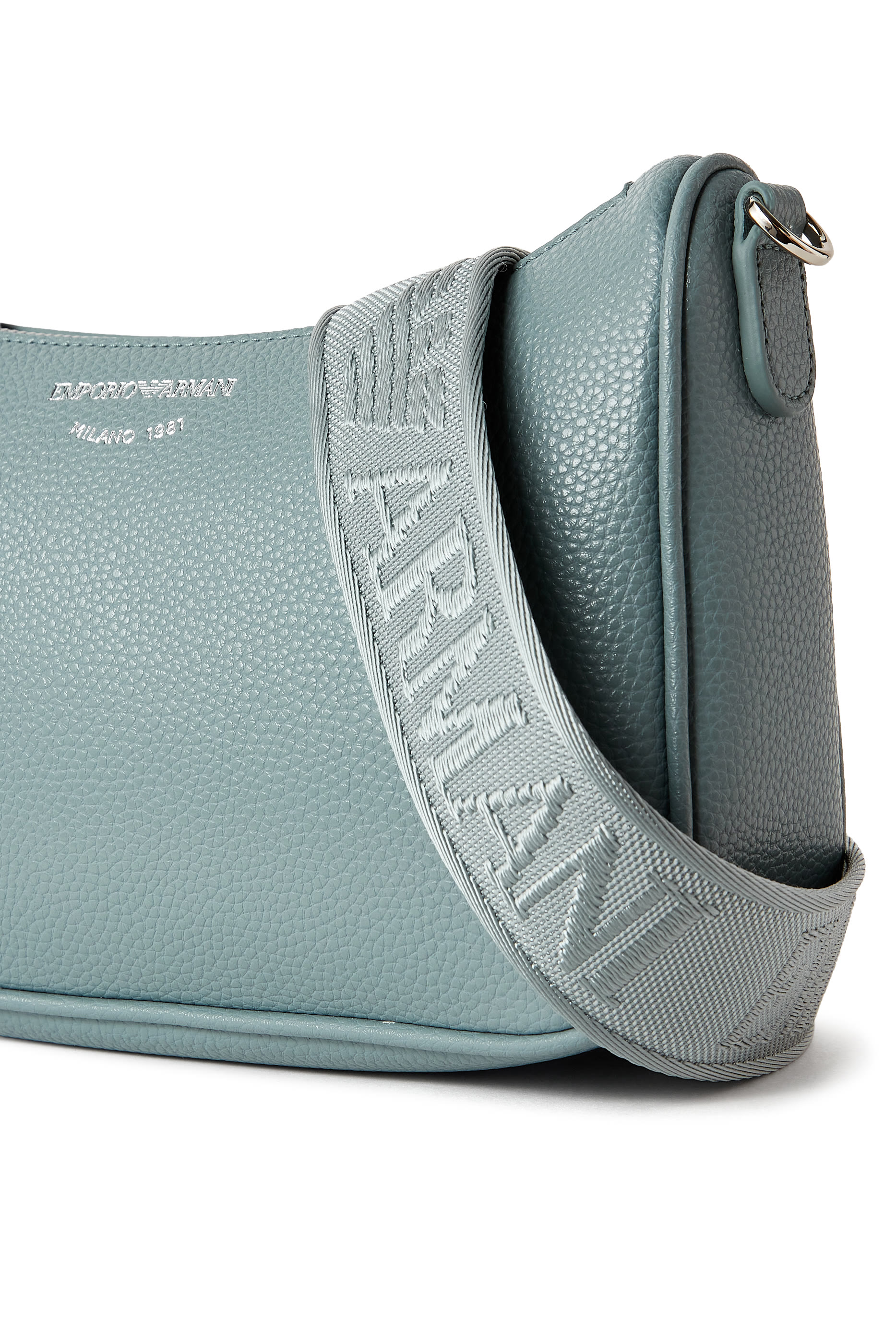 حقيبة طويلة بشعار الماركة بنقشة جلد الغزال