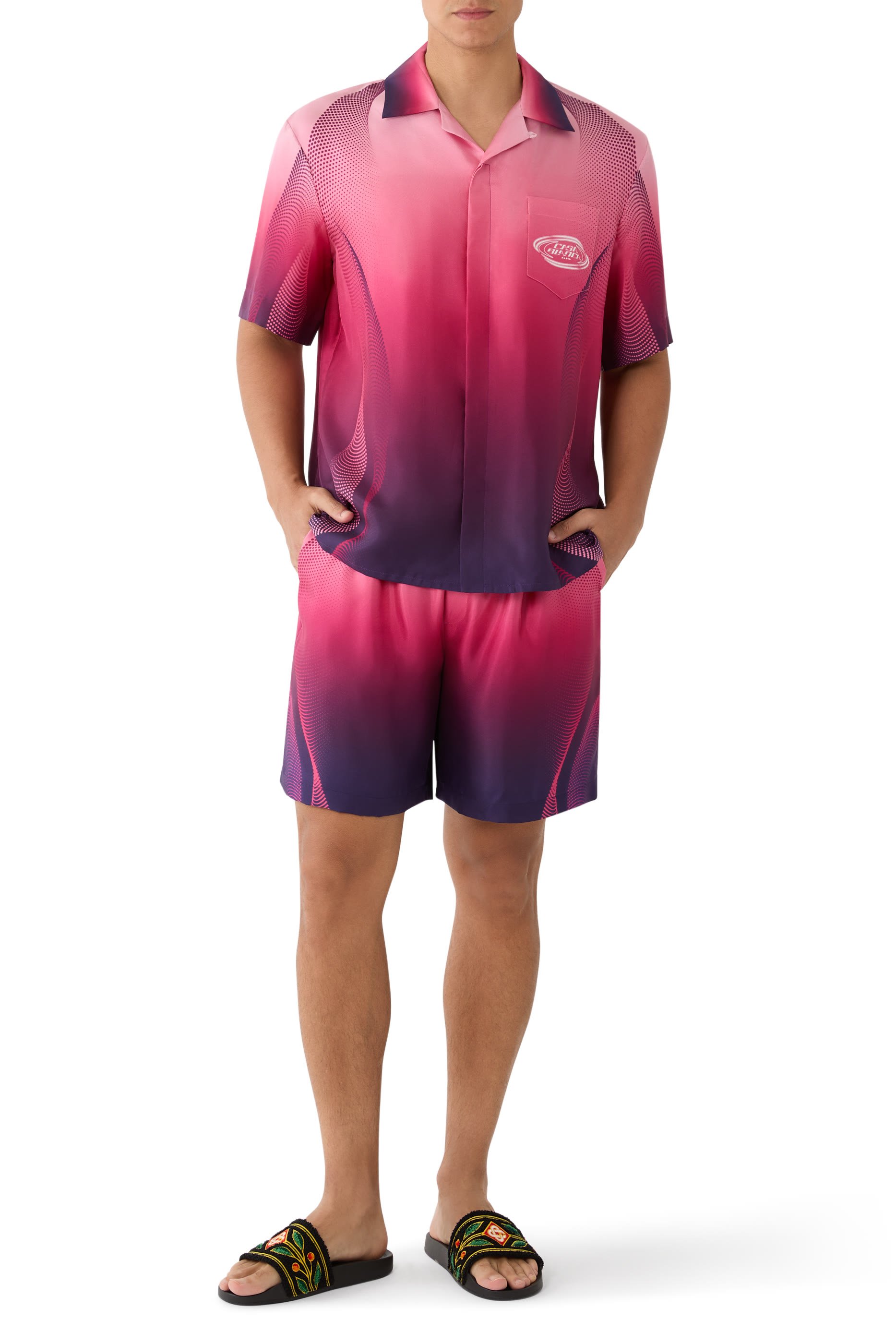 شورت حرير بلون أوبرجين متدرج