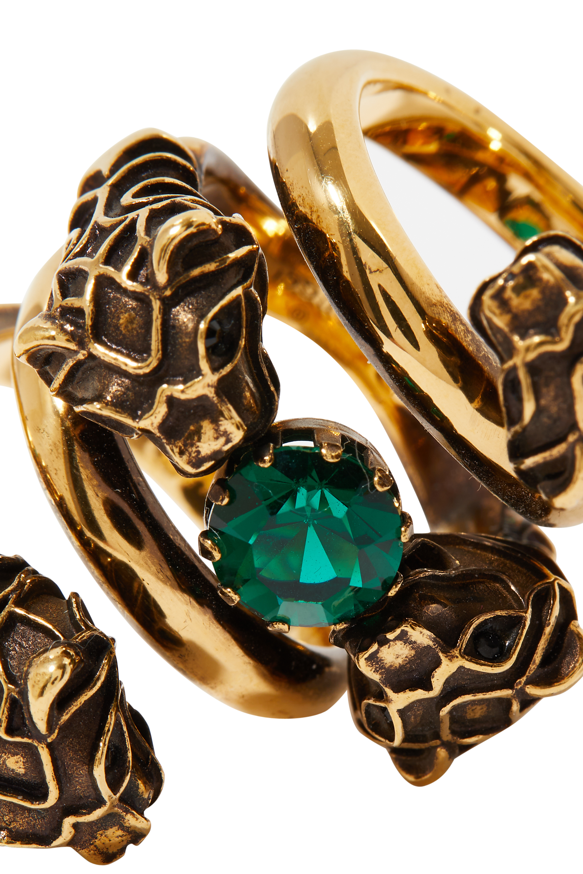 خاتم مزدوج بتصميم ملفوف ورأس نمر