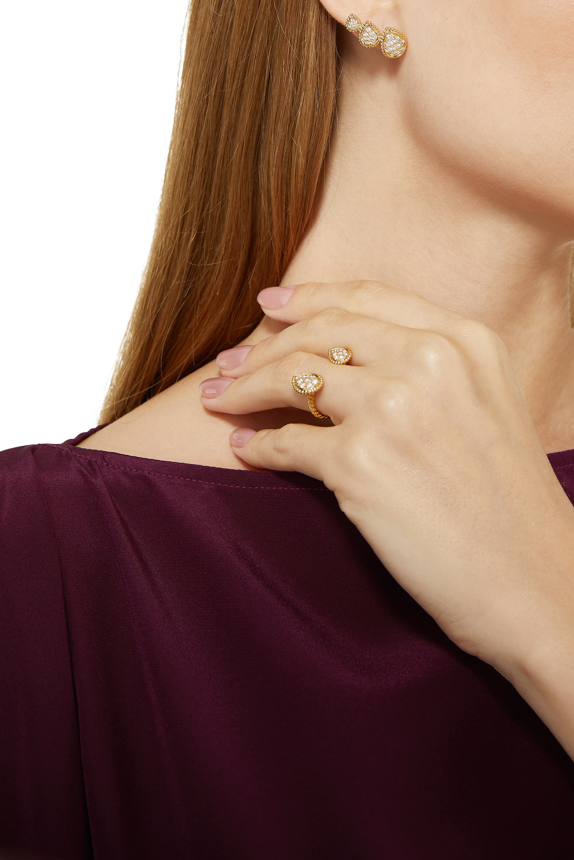 أقراط سيربنت بوهيم بحلي ثلاثية مرصعة بماس بافيه